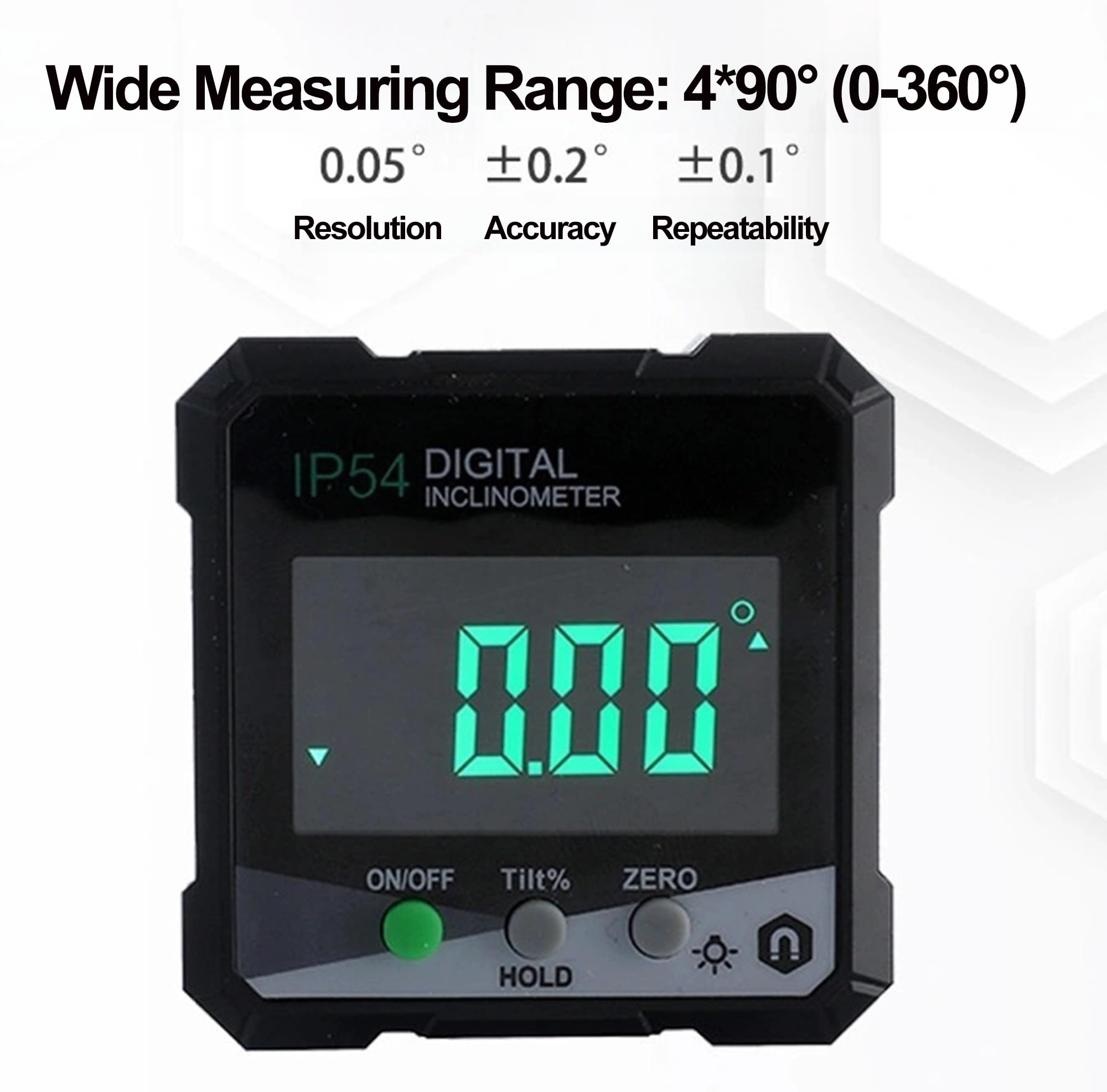 Digital Angle Finder, Magnetic Base Level Box Angle Gauge, Digital Protractor Inclinometer, IP54 Angle Measuring Tool for Masonry Bevel Carpentry Tools, Invertible Display