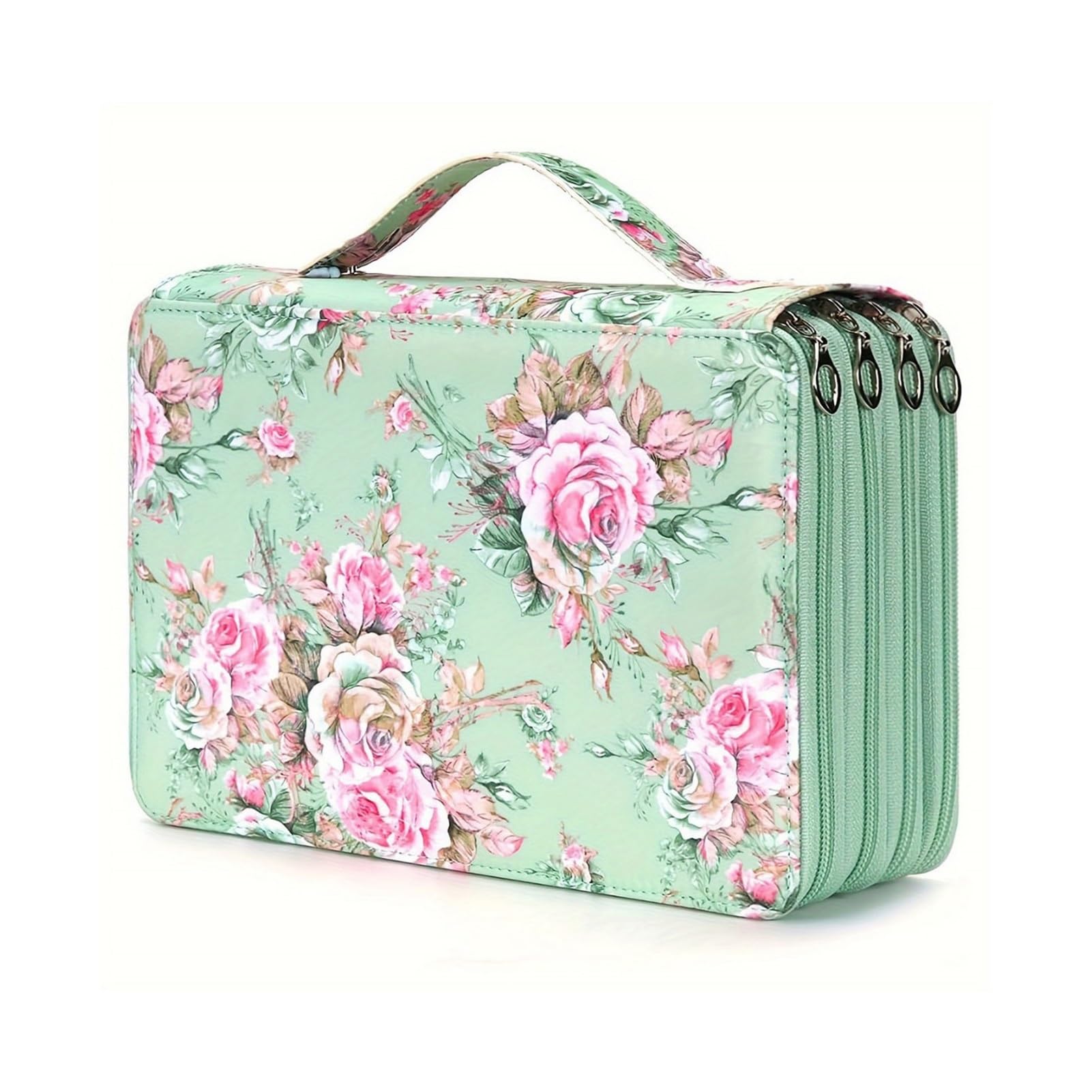 Zzhytang #3 252 Slots Large Capacity Pencil Case, 5-Layer Zipper Pen Organizer Bag, Floral Print Portable Stationery Storage For Colored Pencils, Markers & Art Supplies(#3)