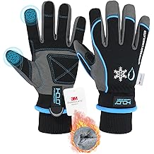 HANDLANDY Waterproof Insulated Work Gloves, 3M Thinsulate Thermal Winter Gloves for Men Women Touch Screen, Warm Ski Snowboard Cold Weather Gloves (Large, Blue)