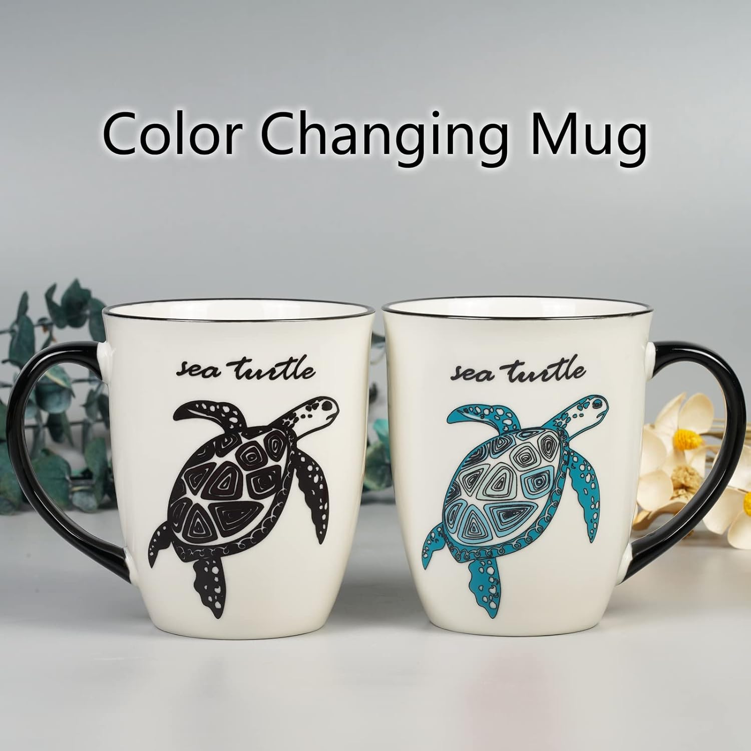 Sea Turtle Heat Changing Coffee Mug - Color Changing Mug - Ceramic Coffee Mug for Men Women Black and White - Image 4