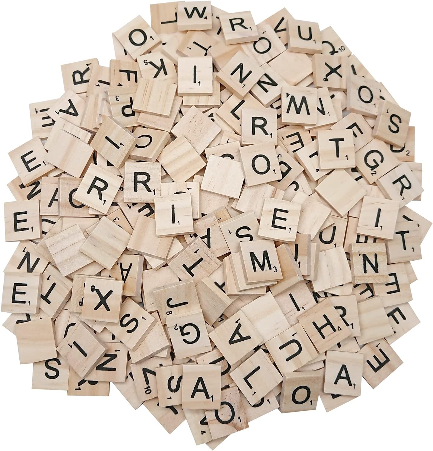 200 PCS Wood Scrabble Tiles DIY Wooden Scrabble Letters for Spelling Wood Tile Game