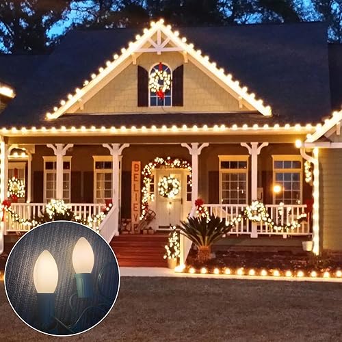 Miniatura 7 de SUNSGNE Paquete de 25 bombillas incandescentes C9 de Navidad, bombillas nocturnas de 7 W para luces de cadena al aire libre, lámparas de vela, luces
