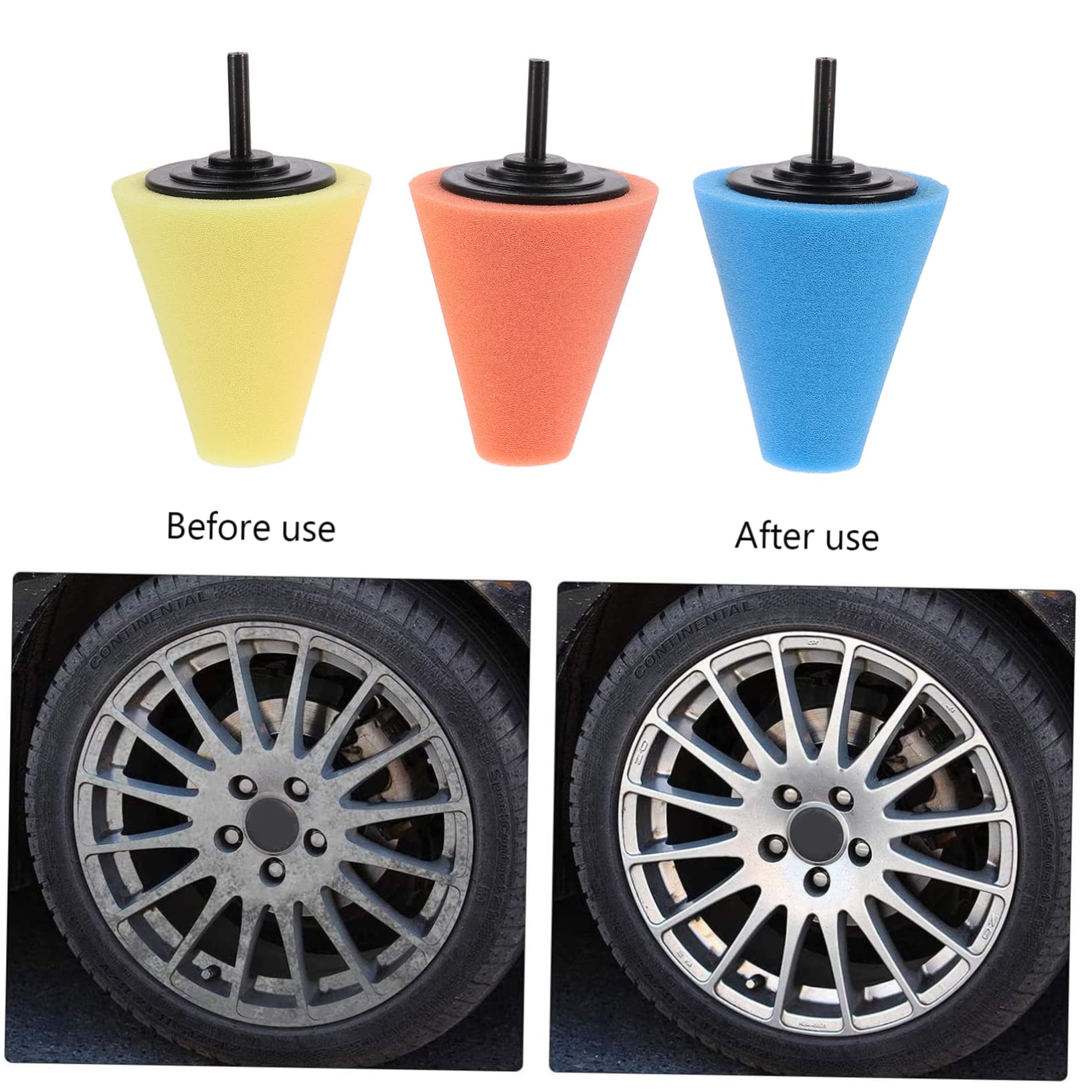 12piezas Almohadillas De Esponja Para Pulir Ruedas De Coche De Accesorios Para Taladro Para Detalles Difíciles y Arañazos Ruedas y Guardabarros