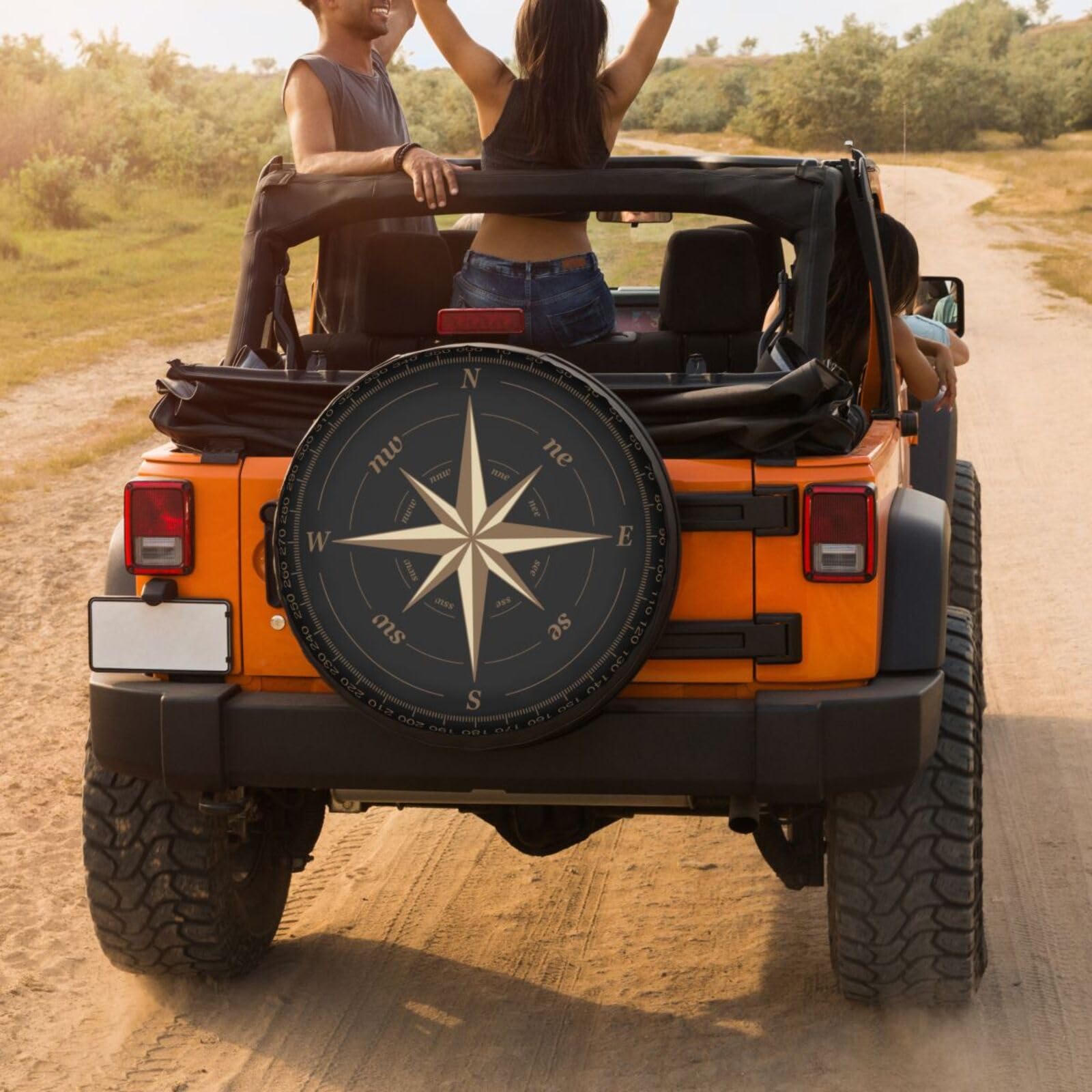 Compass Rose Black Spare Tire Cover Waterproof Dust-Proof UV Sun Wheel Tire Cover Fit for Jeep,Trailer, RV, SUV and Many Vehicle 17 Inch