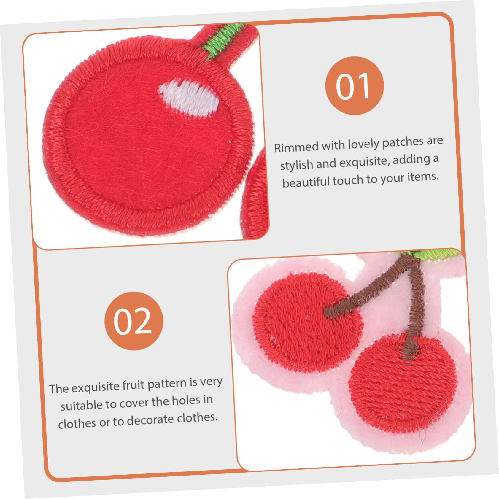 HOMSFOU 5 Sätze Cherry Stickerei Aufnäher Für Kleidung Bügelbilder Zur Reparatur Und Dekoration Von Jeans Shirts Taschen Und Mehr Für Diy Projekte Und Applikationen 20 Stück * 5
