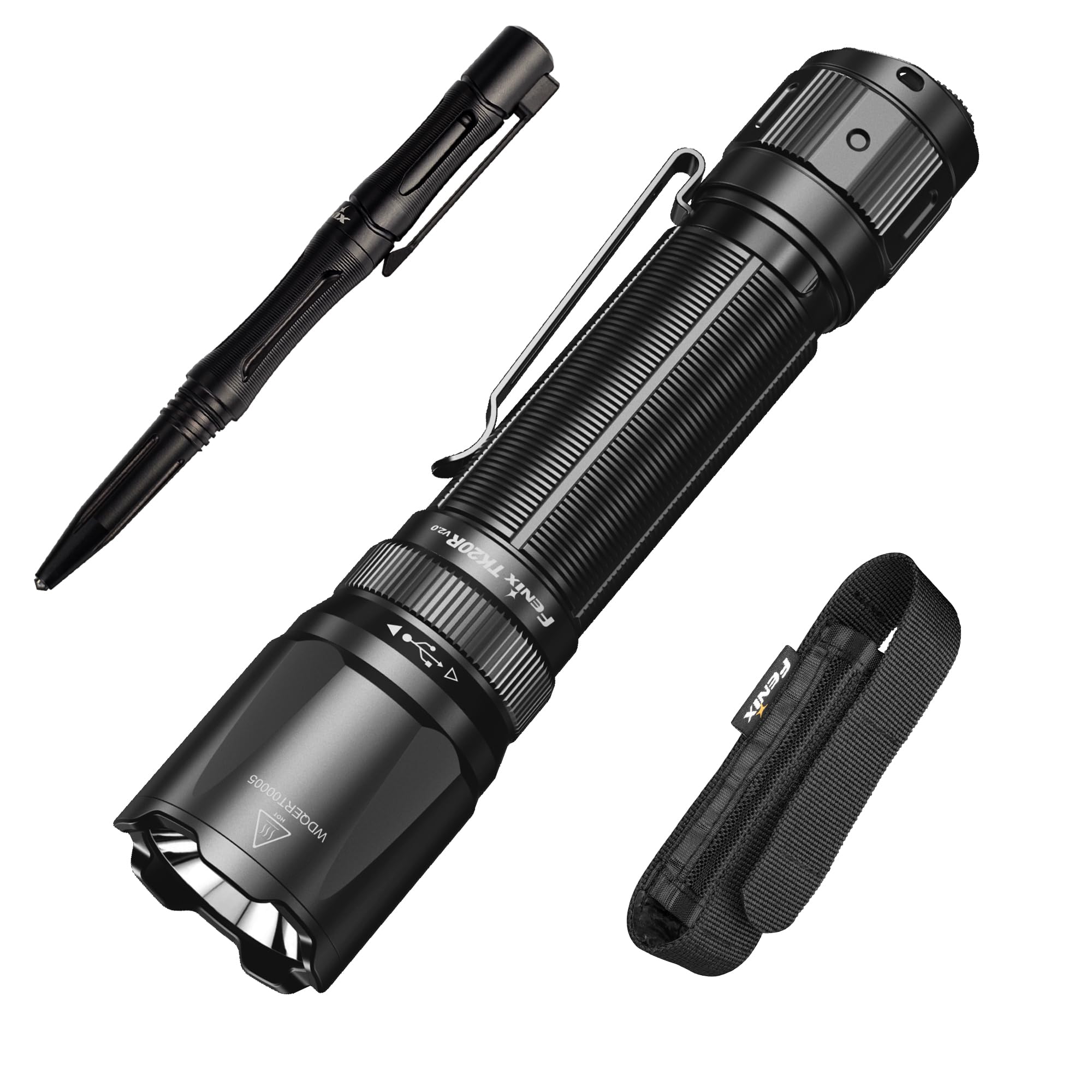 Fenix TK20R v2.0 Torch with T5 Pen Seasonal Edition Gift Set | 3000 lumens | 475m | 48 Hours | Dual Tactical Tail Switches | 21700 Battery Powered | Instant Strobe | USB-C | IP68