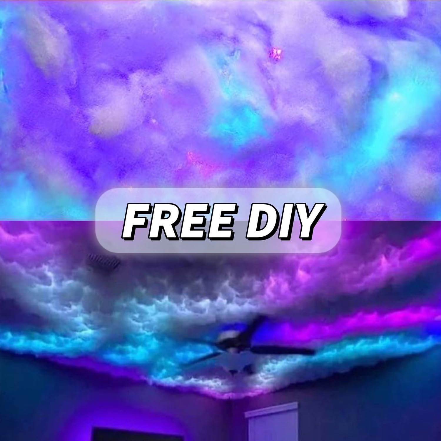 16/32 Fuß RGB 3D-Gewitterwolken-Lichtleiste, Stimmungsvolle Deckenbeleuchtung, Musik- Und Sprachsteuerung, Mehrfarbiger Lichtstreifen For Die Dekoration Von Gaming-Zimmern(32ft)