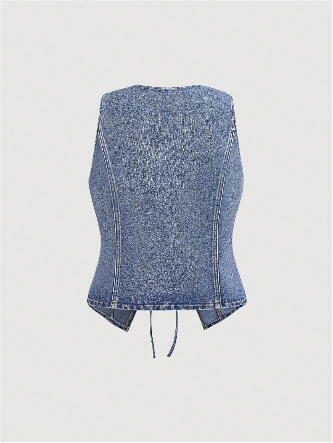 WDIRARA Women's Plus Size Bow Tie Front Denim Vest Jacket Western Sleeveless Jean Outerwear - Image 2