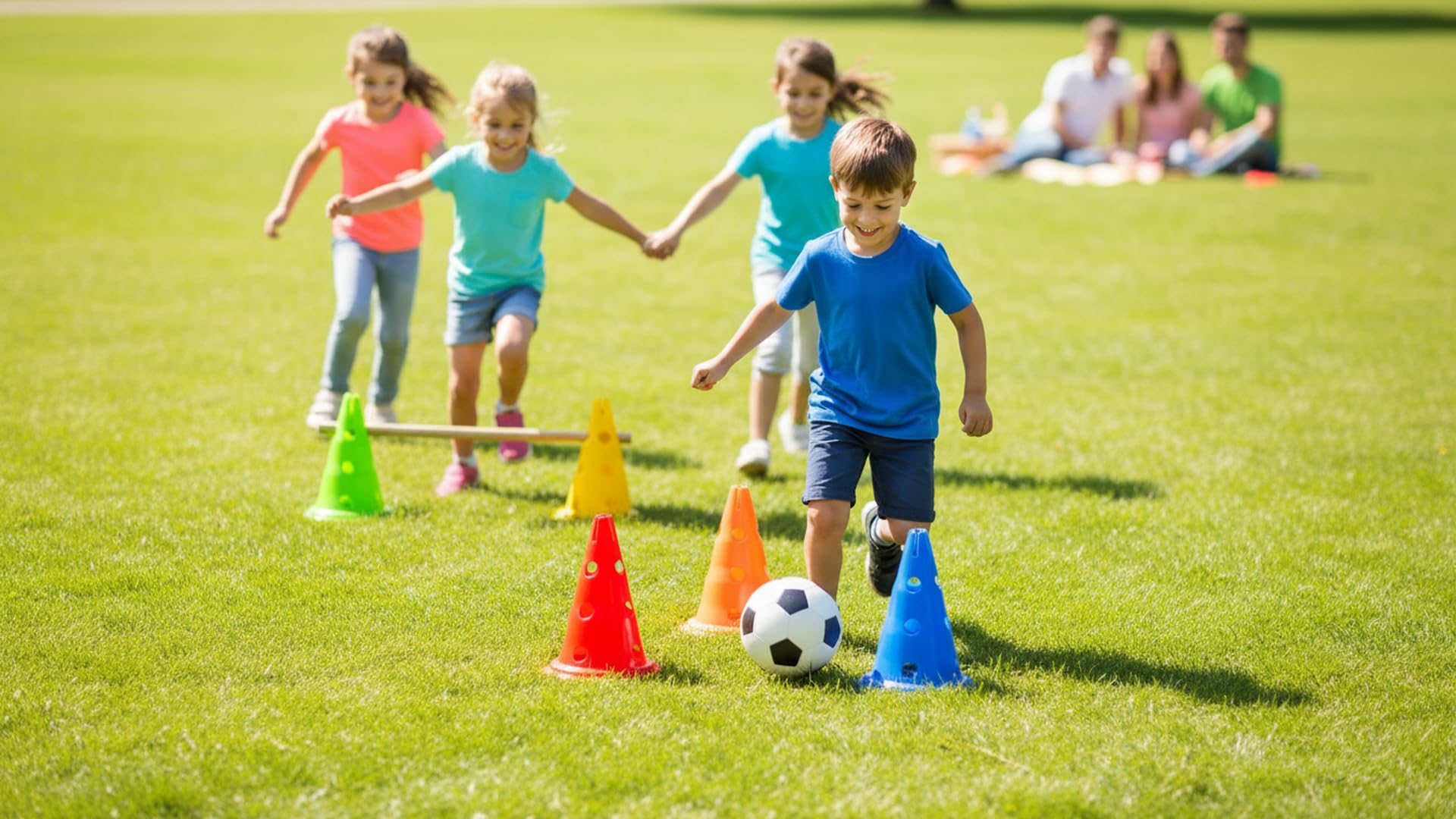 EMUKOEP 5 Conos de Entrenamiento de Fútbol, ​​Barra de Obstáculos Cónica, Barrera de Señal con Agujeros