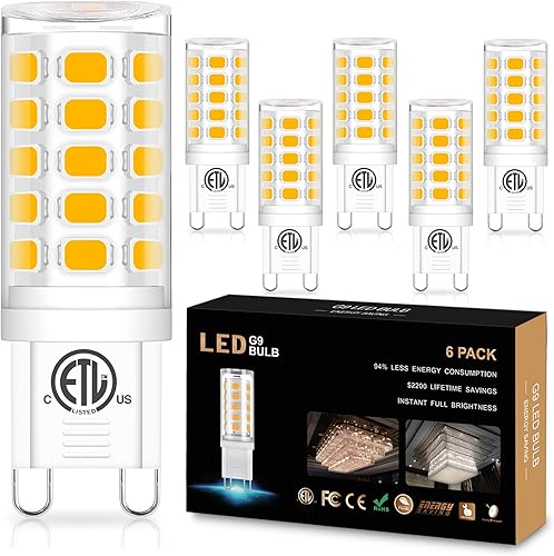 Sailstar Bombilla LED G9, 2700 K, blanco suave, equivalente a 40 W, bombilla halógena G9, 400 LM, 120 V, T4, 4 W, base de cerámica bi-pin G9,