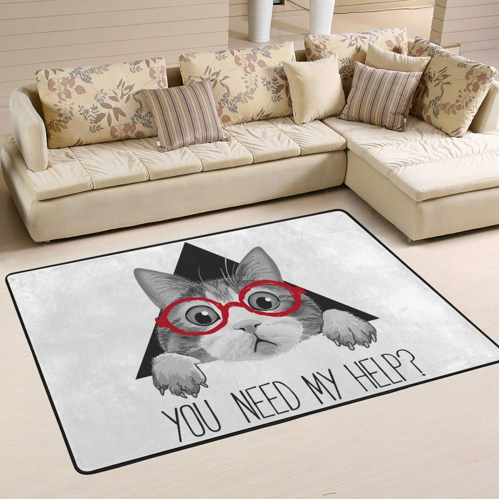 Tapis chat dans les verres anti-boulochage pour protéger le sol du salon sans peluches