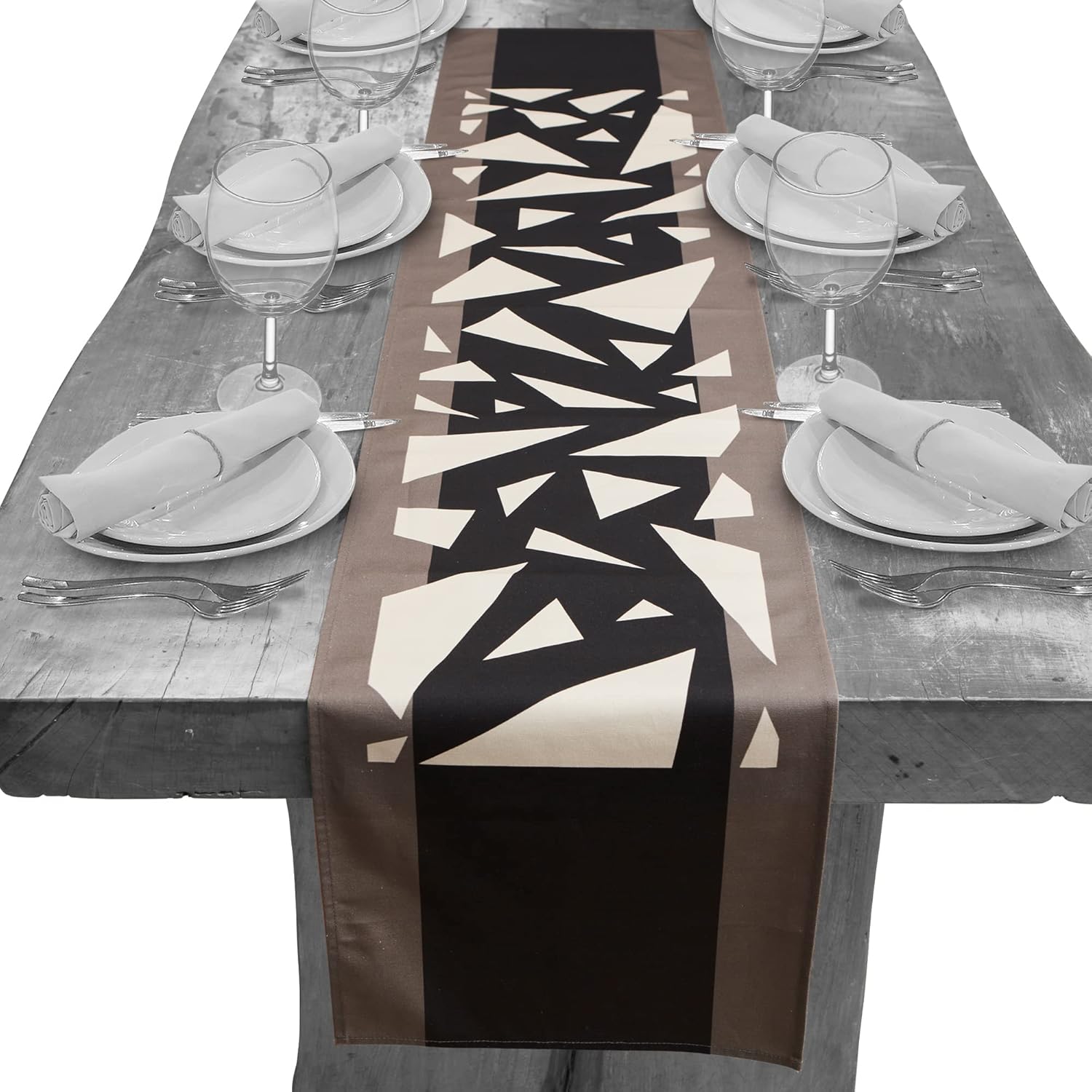 Cotton Geometrical Modern Table Runners 72 inches Long Black Gray and White for Family Dinner, Holiday Parties Wedding Banquet Decorations,, Grey, 13Wx72L (TL-HYT01) black and gray 13Wx72L