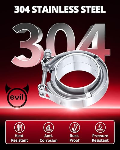 Miniatura 41 de EVIL ENERGY Abrazadera de banda de 3,0 pulgadas V con brida macho hembra de acero inoxidable