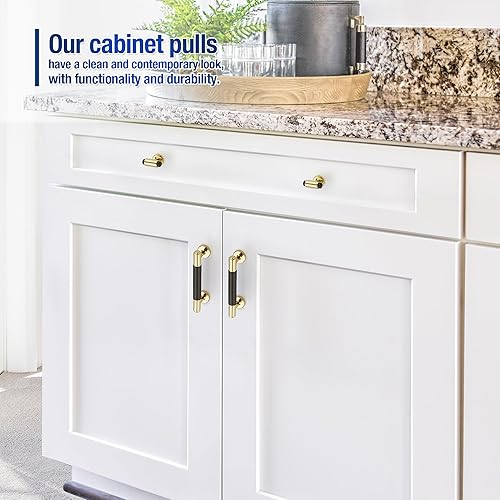 Miniatura 5 de JOY DECOR Paquete de 10 manijas redondas de latón con barra en T de un solo agujero, tiradores dorados, tiradores dorados, manijas de aleación de