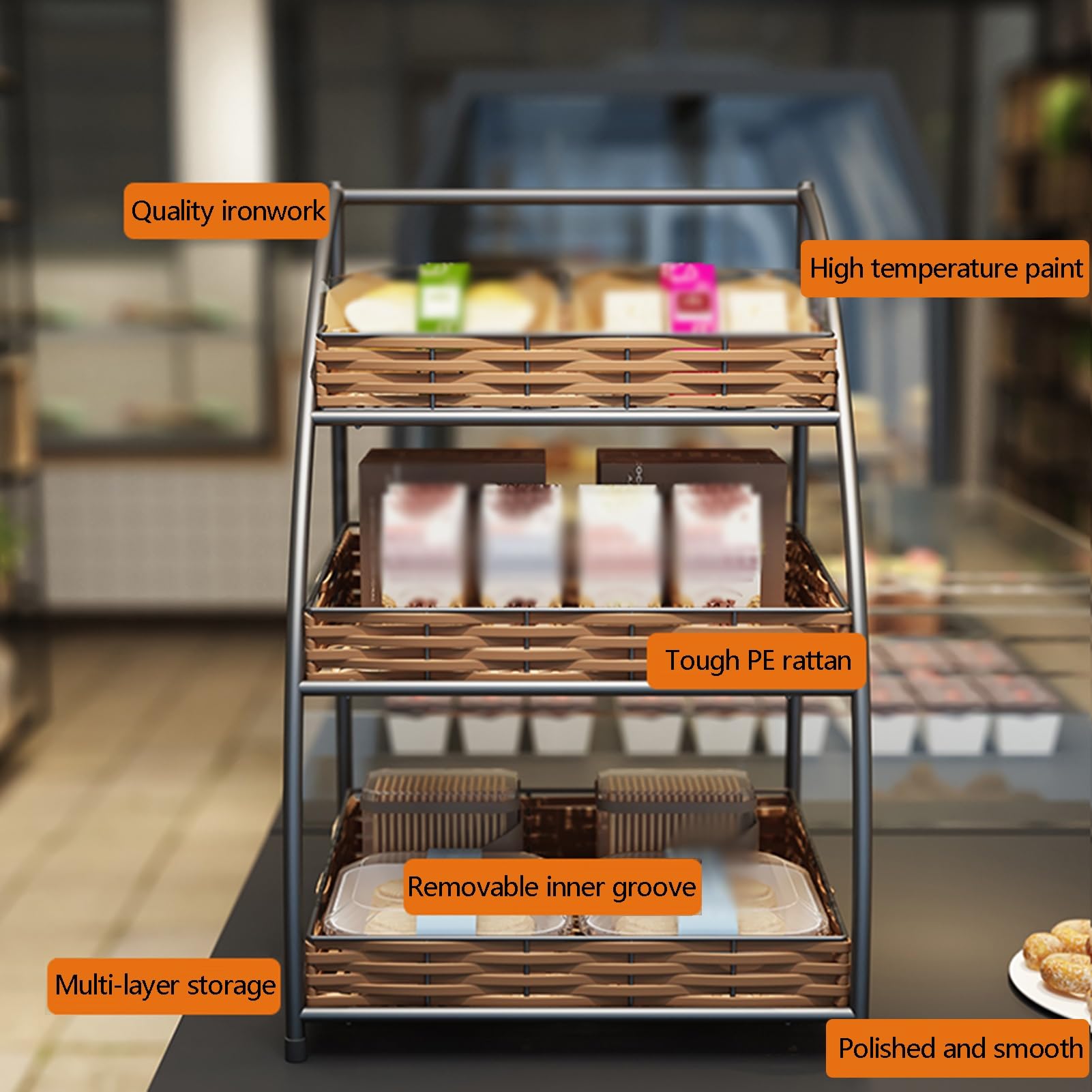 Organizer portatile per snack e caramelle per bancone, ideale per negozi al dettaglio e supermercati, scaffale compatto per snack da banco (30 x 30 x 30 cm)