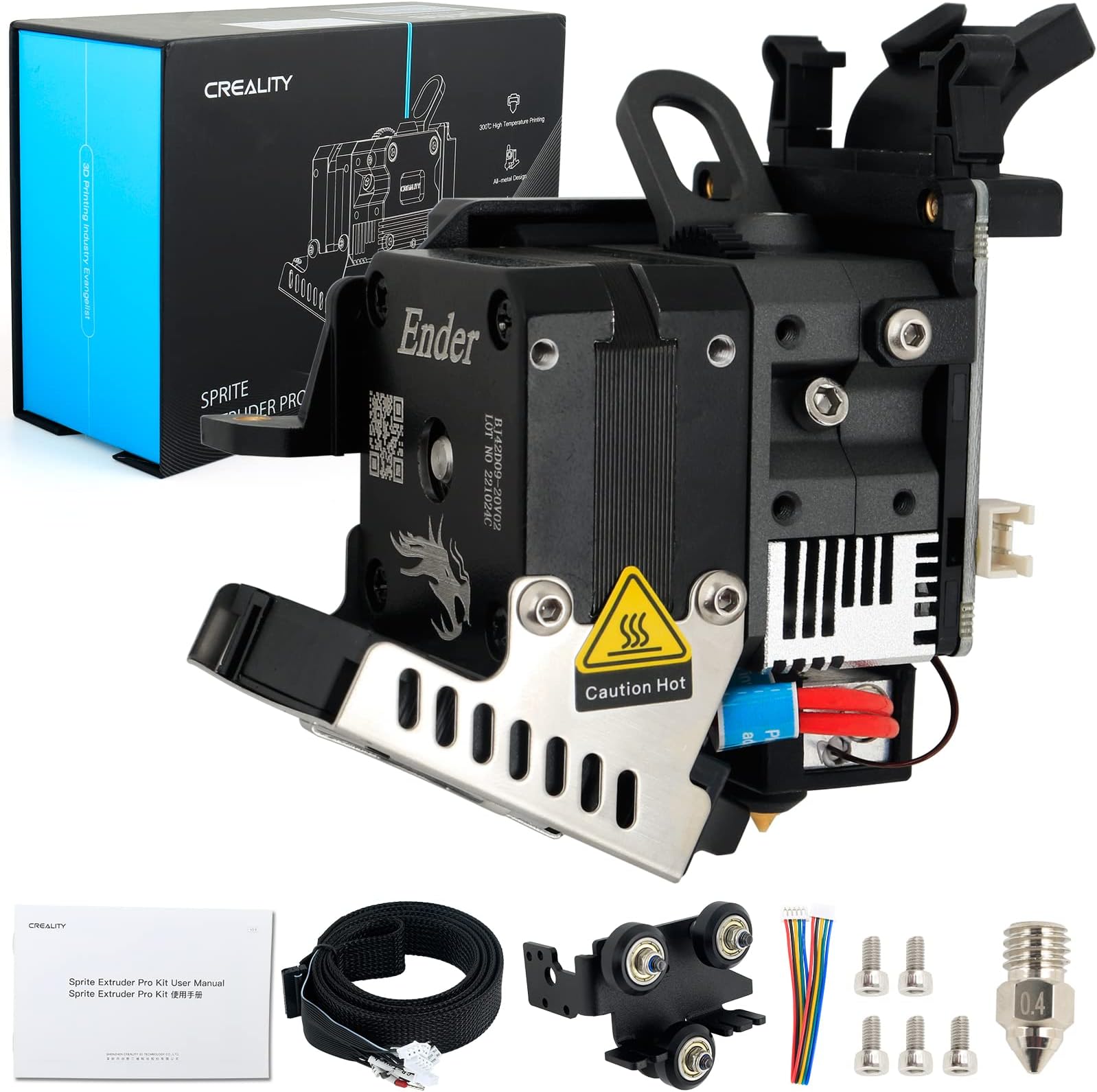 Sprite Extruder Pro Kit Upgrade Direct Drive All Metal Hotend 300℃ High Temperature Convenient Retrofit for Creality Ender 3/Pro/V2/MAX 3D Printer Head Replacement