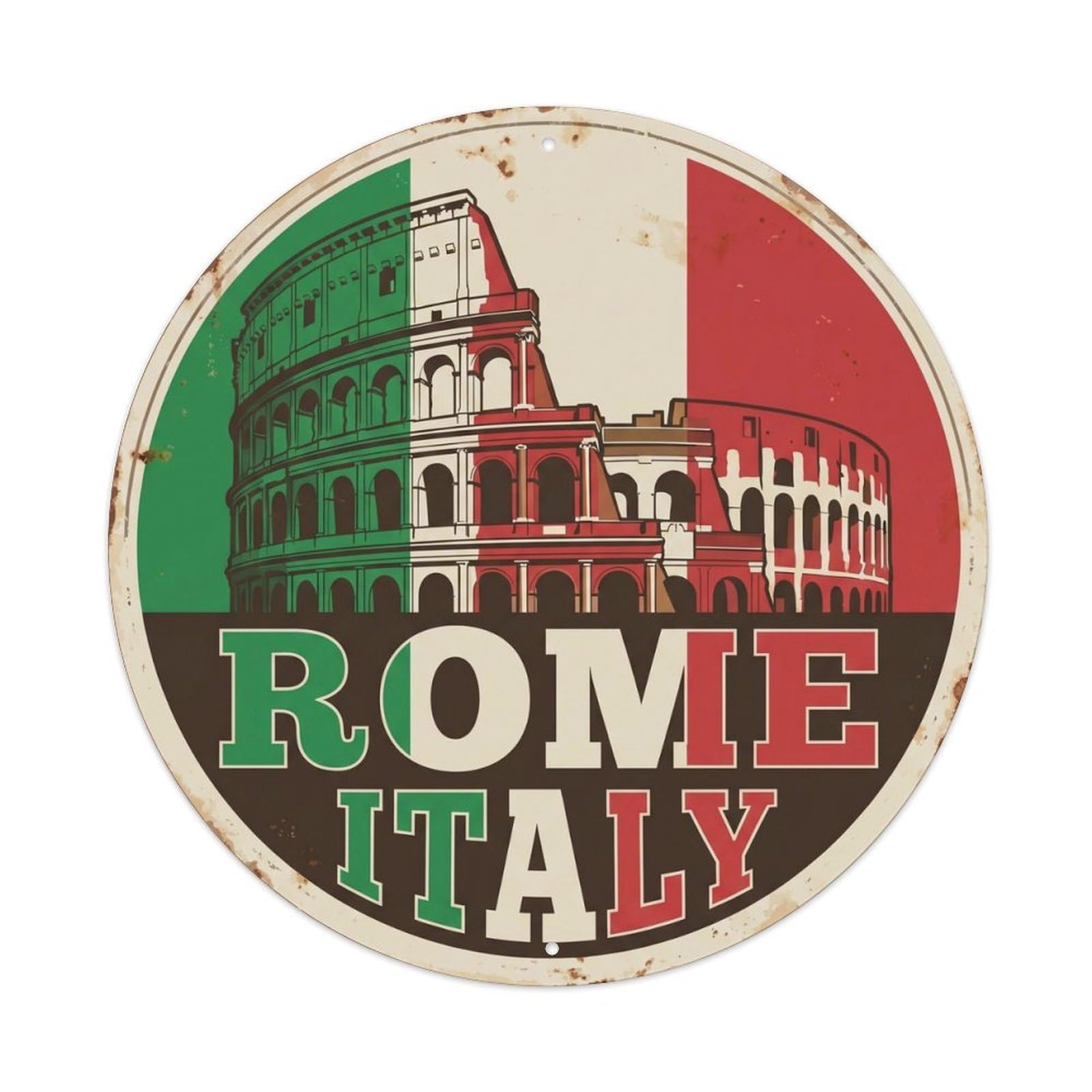 Okahys 8X8inch(20X20cm) Vintage Travel Italy Flag Patriotic Metal Tin Sign