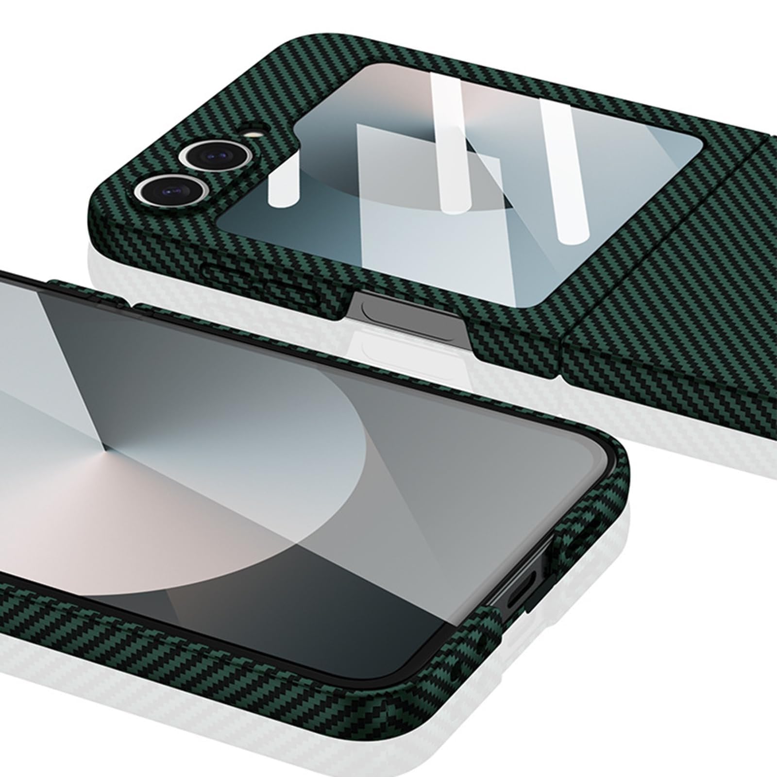 Coque pour Samsung Galaxy Z Flip 6, coque en fibre de carbone protection d'écran en cuir antichoc (noir)