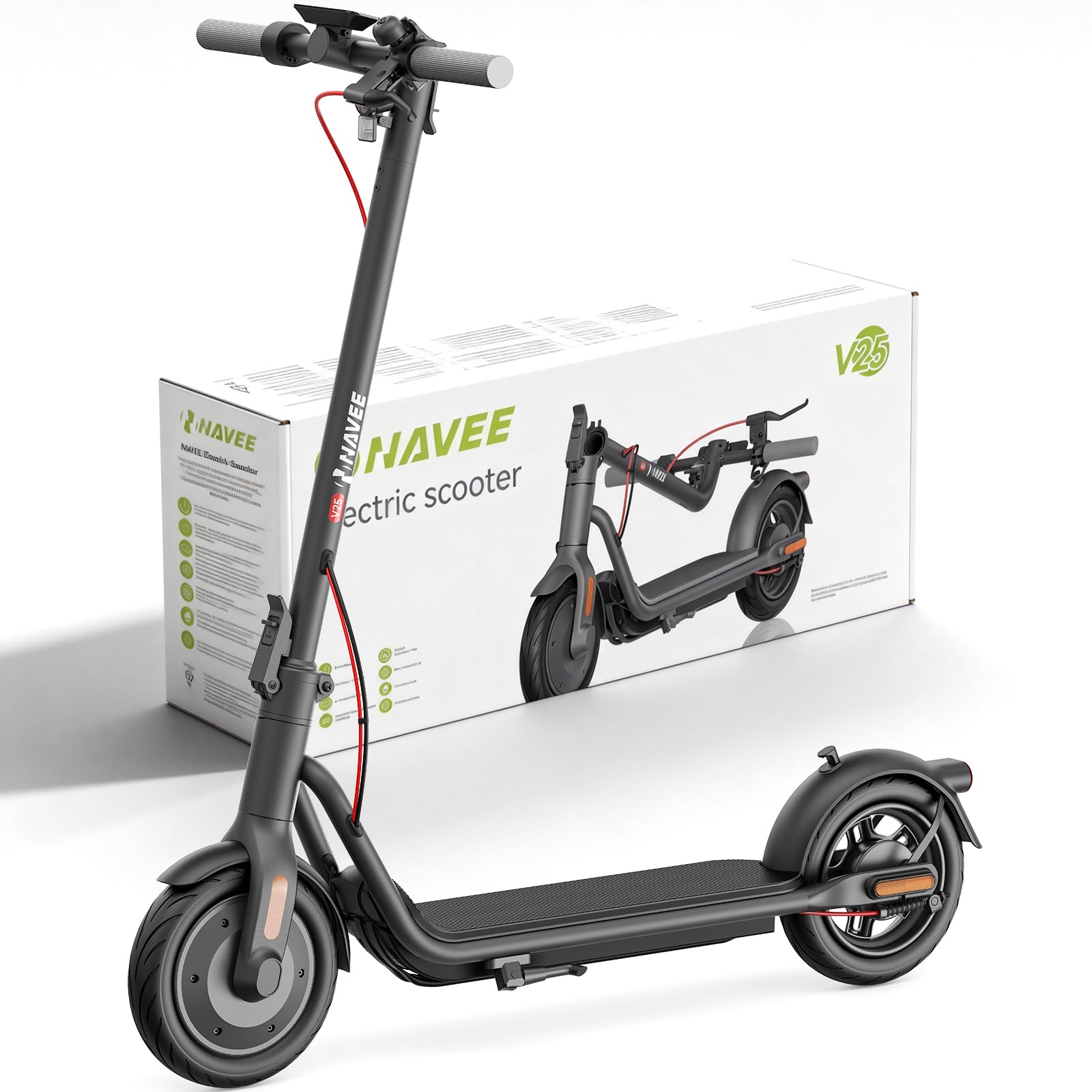 NAVEE V Série Trottinette Electrique Adulte 25-45KM, Moteur 600-800W, TCS, Antivol Intégré, Connectivité Bluetooth, Pneus 10" Tubeless, Sécurité 360°, APP Intelligent