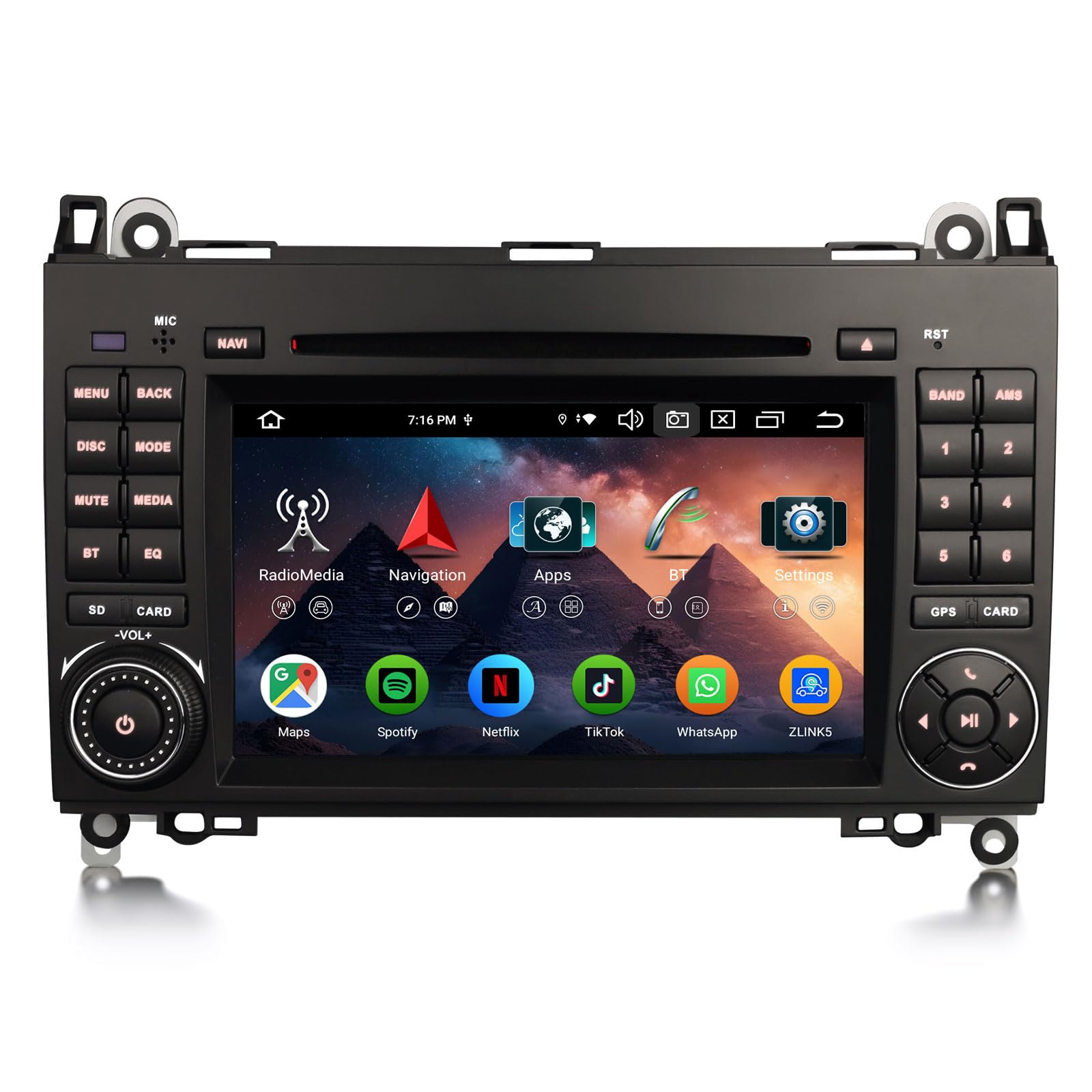 Erisin 7 Zoll Android 16 Autoradio Bluetooth für Mercedes A/B-Klasse W169 W245 Viano Vito W639 VW Crafter GPS Navigation CarPlay Android Auto WiFi 4G DSP DAB+ RDS CD Player DVD Canbus 8-Kern 4GB+64GB