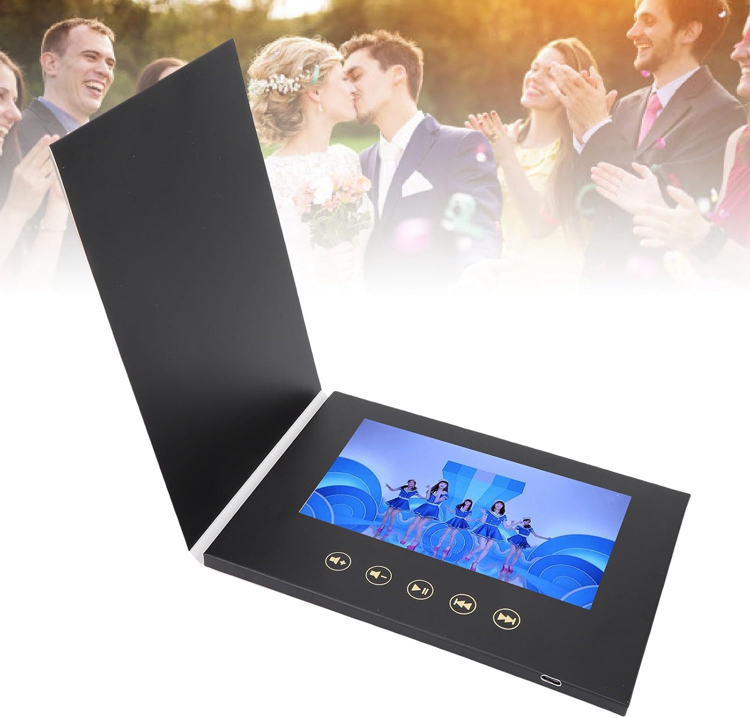 7in Video Greeting Card, HD Electronic Digital Brochure, Type C Charging & Auto Playback, for Weddings Birthday Christmas Business