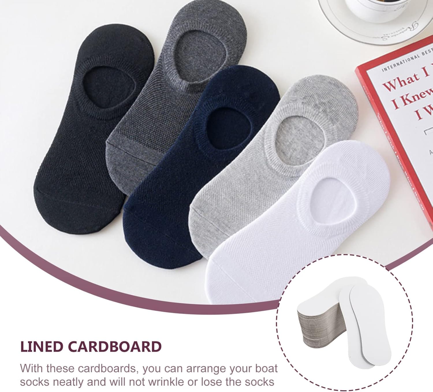 Holibanna 100 Pcs Sock Organizing Paperboards Low Cut Socks Display Holders for Easy Organization for Home and Closet Use