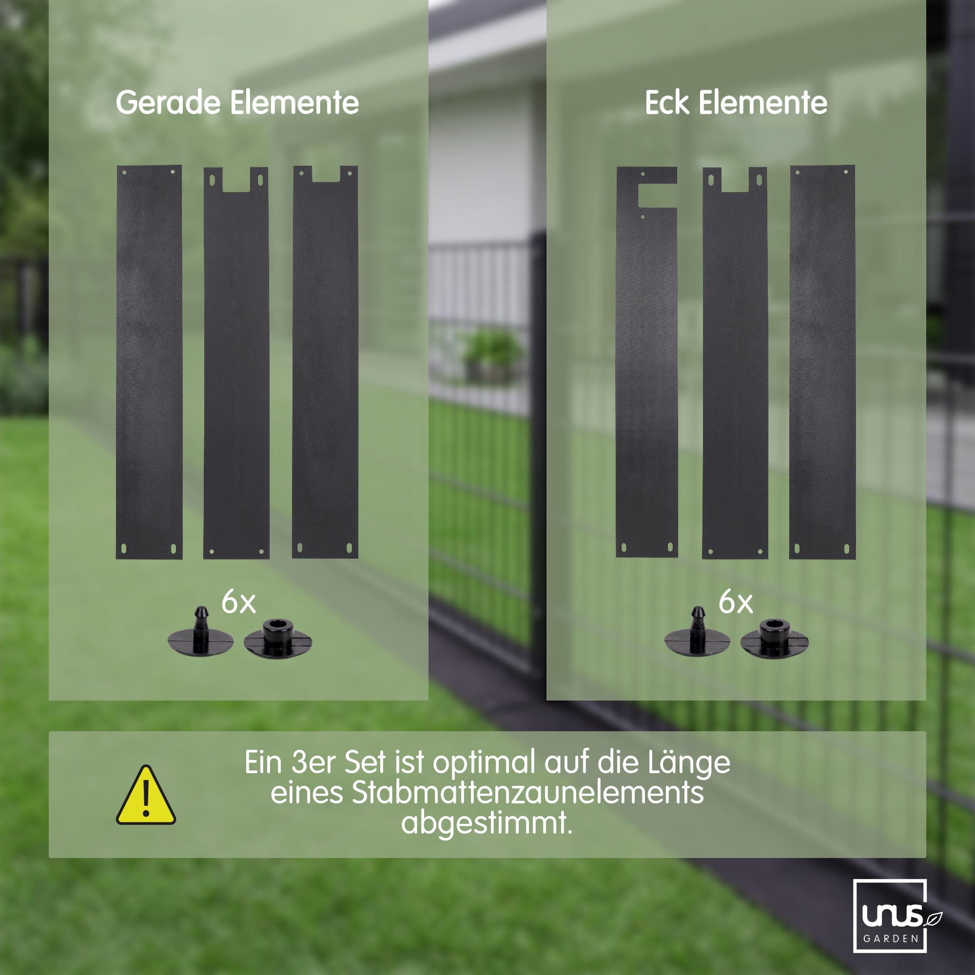 UNUS Keinkraut Protection contre les mauvaises herbes en plastique recyclé pour le coin de clôture S3 Noir