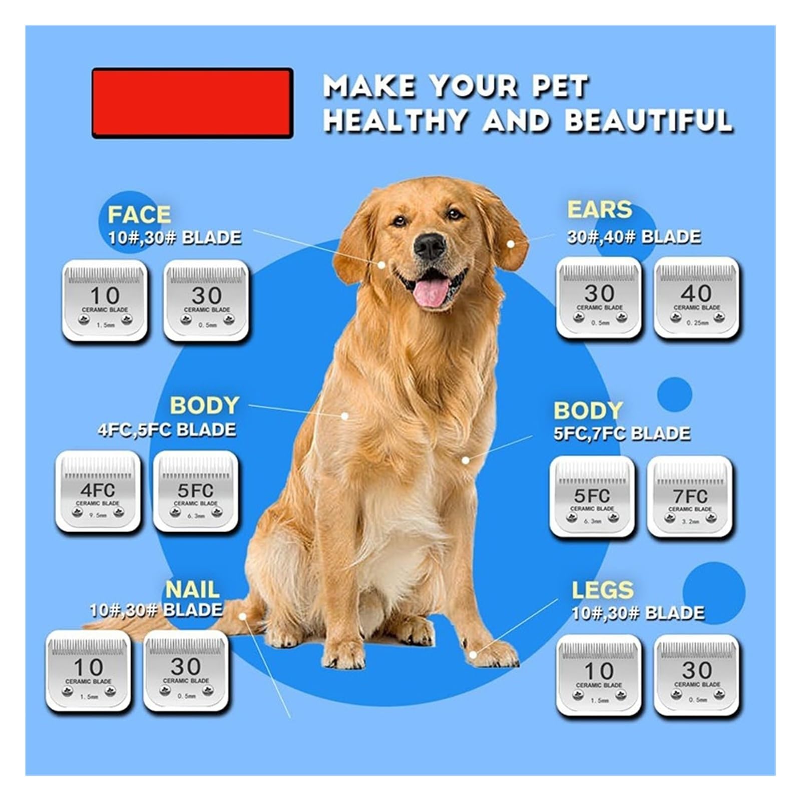 Compatible Con Andis, Compatible Con Wahl, Compatible Con Oster, Cuchillas De Repuesto Desmontables for Cortapelos for Perros | 3-4 HT