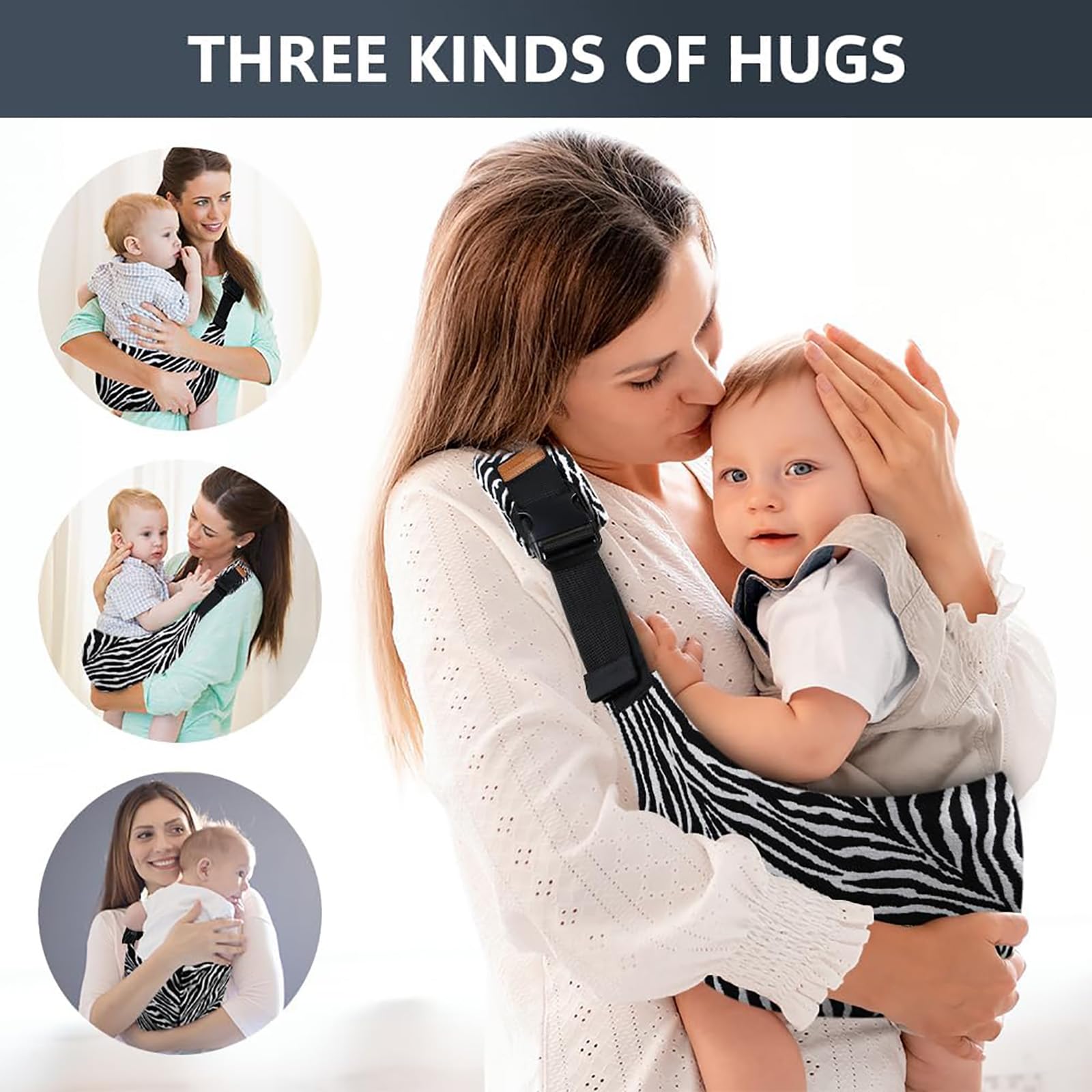 Carrier for Baby, Practical Kids Side Carrier Sling Carrier 0 to 2 Years Toddler Carrier Suitable Daily Errands Outdoor Walks Shopping Trips Park Visits Public Transportation Use Gatherings (beige gray) - Image 2 thumbnail