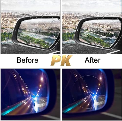Miniatura 4 de 2 piezas de películas para espejo retrovisor de automóvil, anti niebla, películas a prueba de lluvia para espejo de automóvil, impermeable,