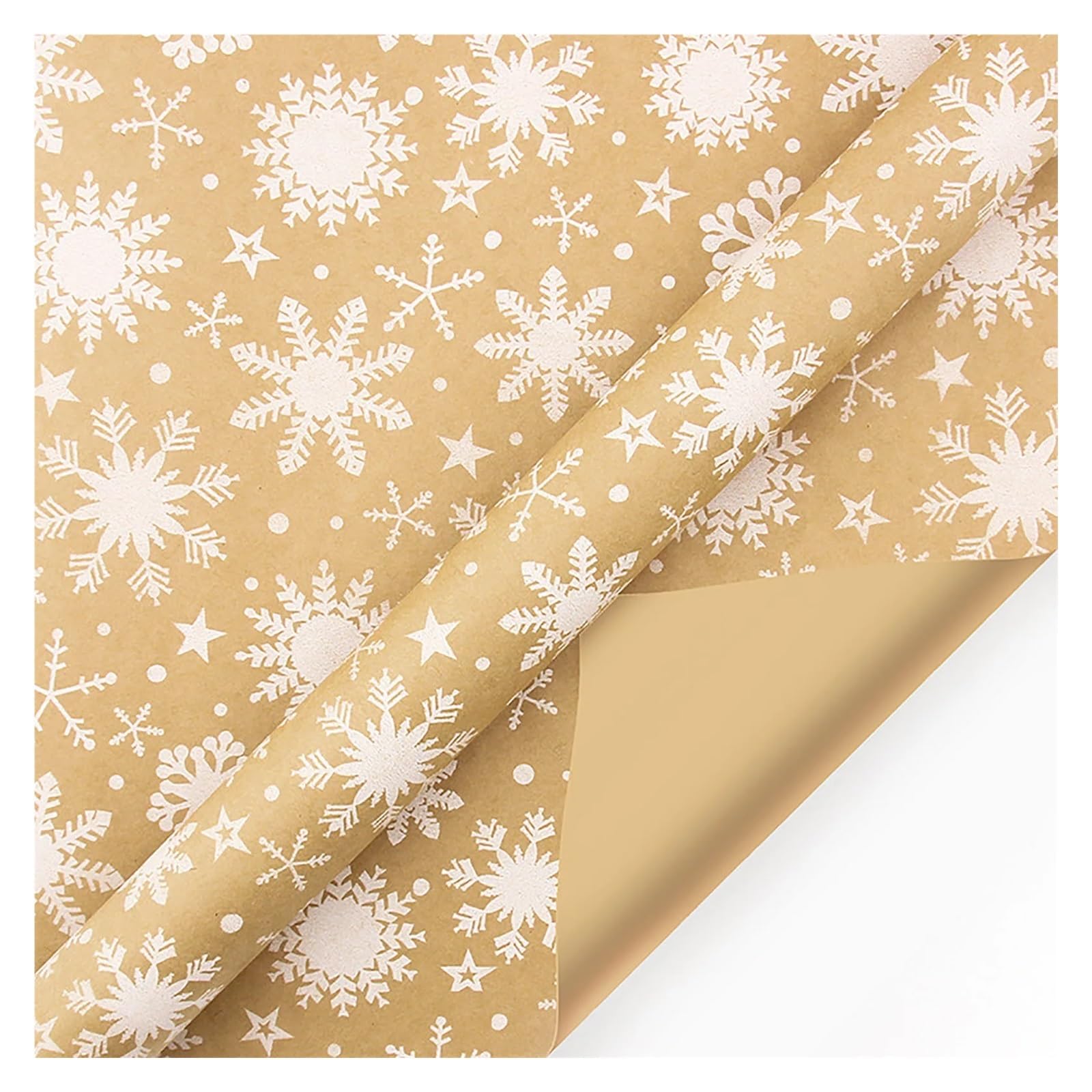 1pc Single-Sided Christmas Wrapping Paper Classic And Other Pattern Kraft Printed Present Giving Holiday(Snowflake)