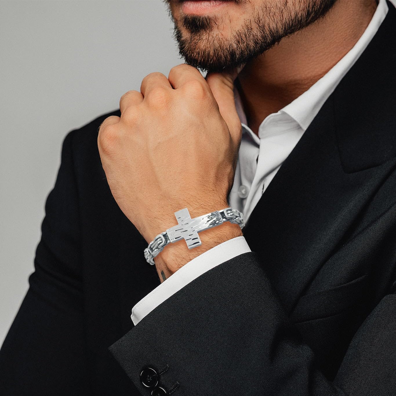 Cross Bracelet for Men Stainless Steel Christian Cross Bracelet Jesus Wristband Heavy Byzantine Chain Jewelry for Men Father - Image 7