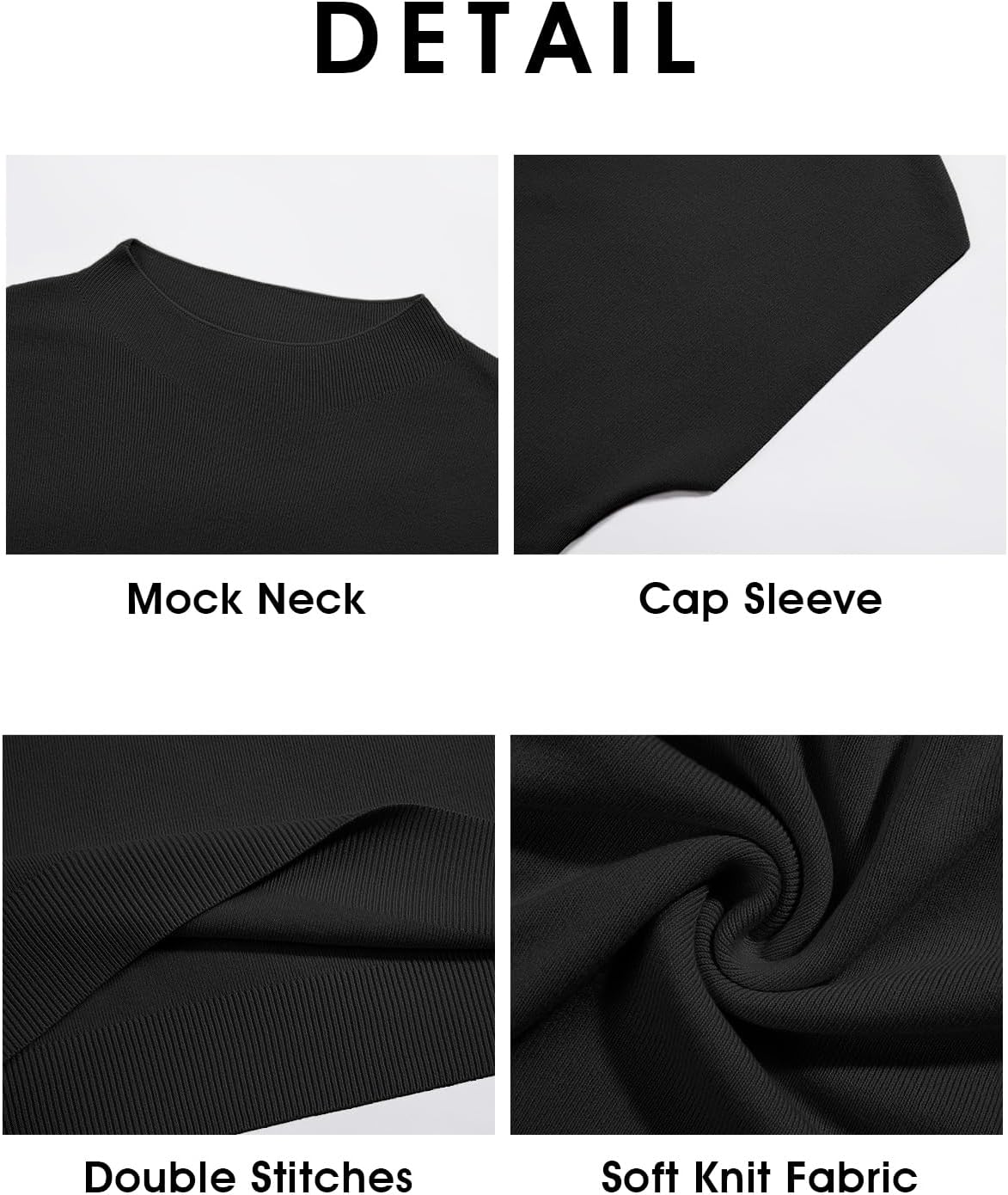 Saodimallsu Womens Short Sleeve Sweater Mock Neck Summer Casual Basic Knit Slim Fitted Pullover Tops Shirt - Image 5