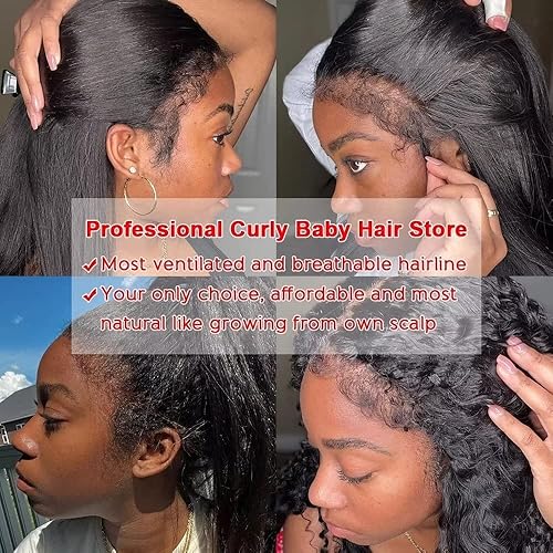 Miniatura 7 de Pelucas de cabello humano rizado con encaje frontal de 13 x 6 pulgadas, cabello humano HD con abuelitos rizados, para mujeres negras, densidad del