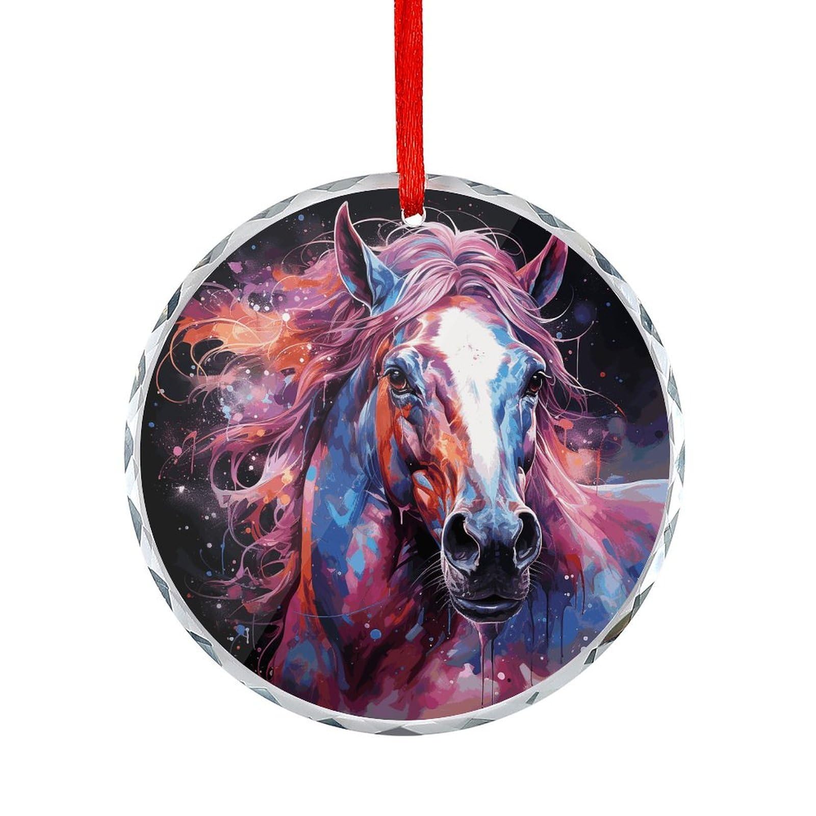 Fodpand Women's Style Dreamy Horse Round Glass Ornament Keepsake Gift Exchange Ideas Car Decor,Christmas Ornaments For Tree Window Garden Ornaments