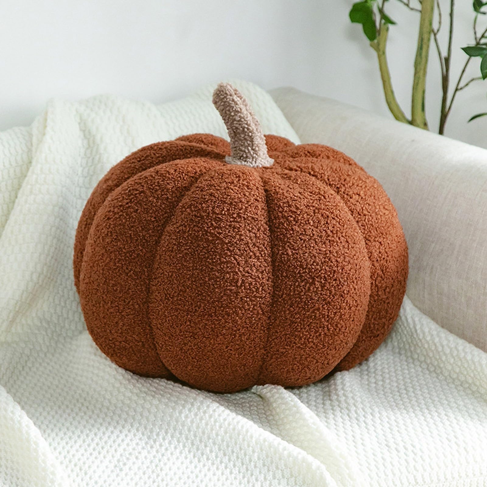 Kürbis Kissen, 3D Plüsch Kürbis Dekokissen, Herbstdeko Kürbis Zierkissen Sofakissen Kürbisform, Halloween Deko Aesthetic Kürbis Sofa Dekoration, Herbst Kissen für Schlafzimmer