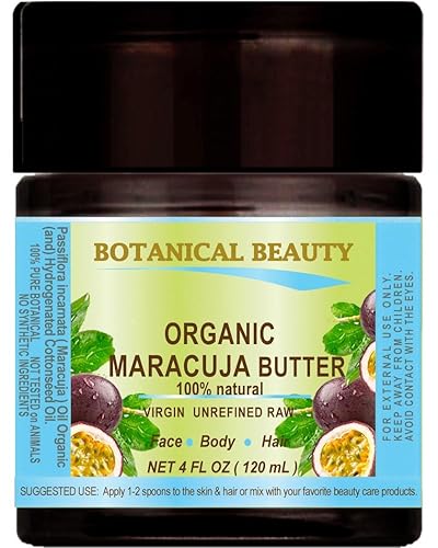 Botanical Beauty MANTECA DE MARACUJA ORGÁNICA 100% NATURAL100% BOTÁNICOS PUROS. 4 Fl.oz.- 4.1 fl oz. Para el cuidado de la piel, el cabello y las