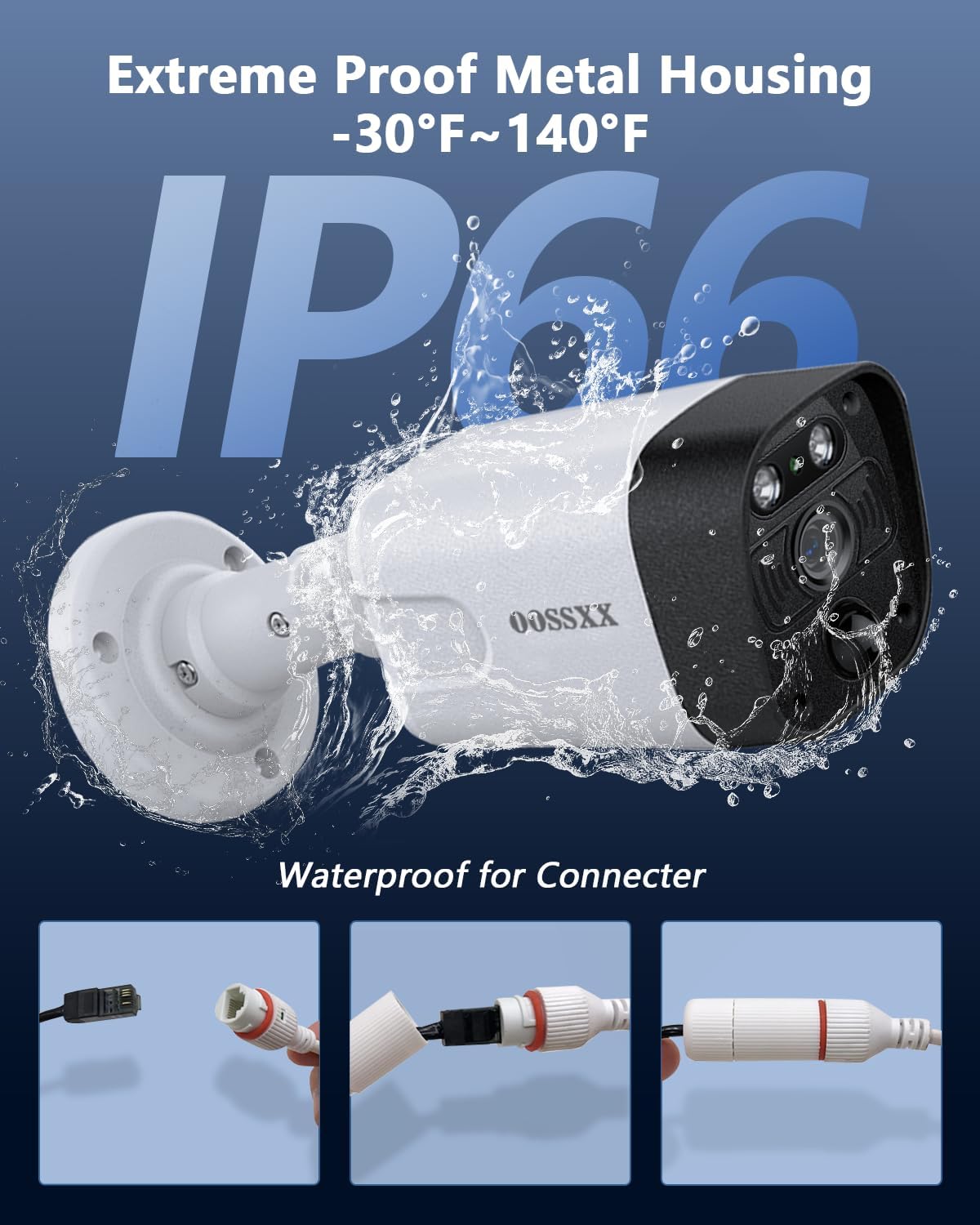 OOSSXX Wired Outdoor Security Camera System Video Surveillance Cameras System