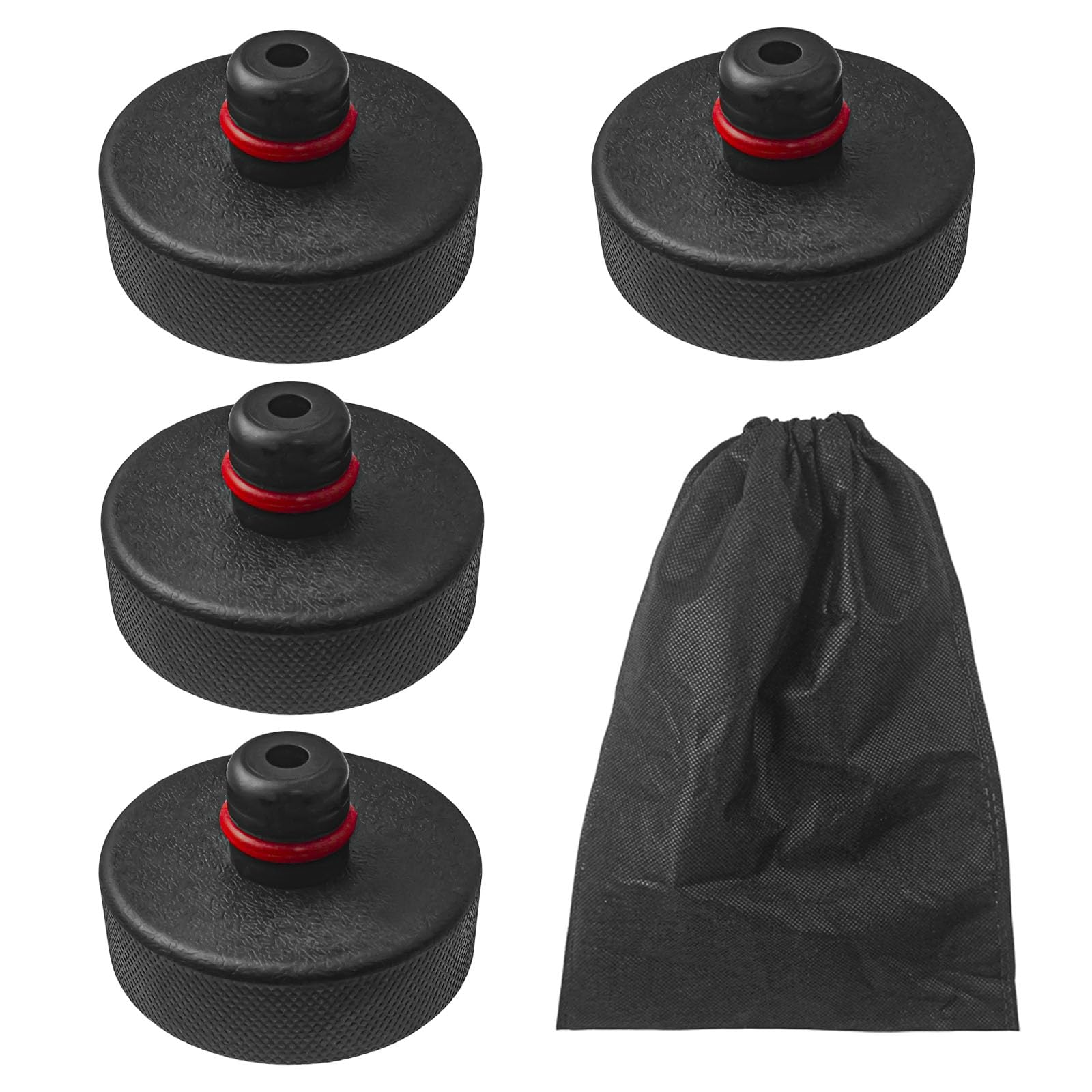 4 Pieza Jack Pad Tesla Model Goma,Almohadilla de Elevación de Gato para Tesla Model,Adaptador con Bolsa de Almacenamiento para Vehículos Tesla Model 3/S/X/Y,Negro