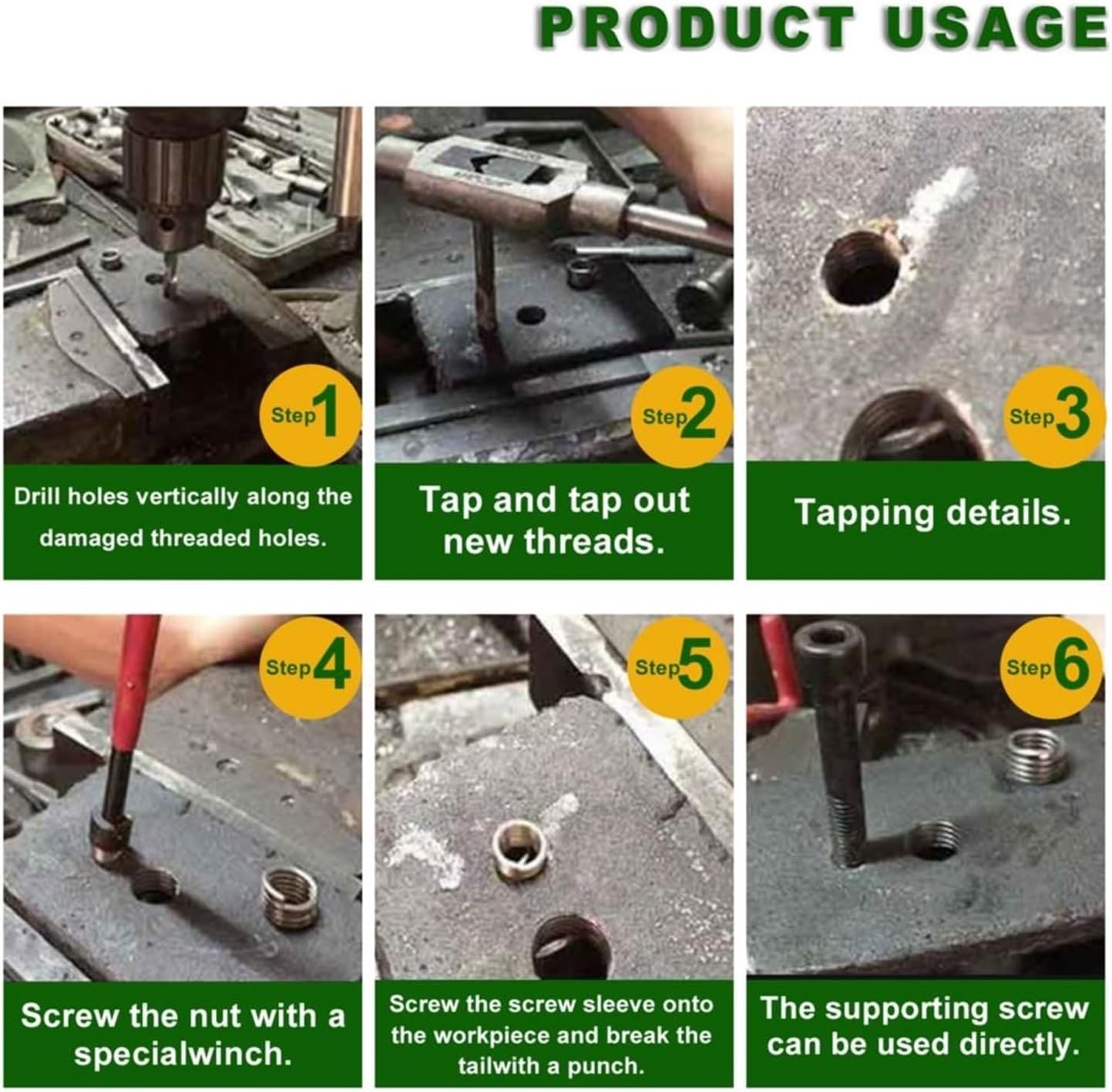 131PCS Auto Engine Block Restoring Damaged Thread Repair Tool Kit M5 M6 M8 M10 M12