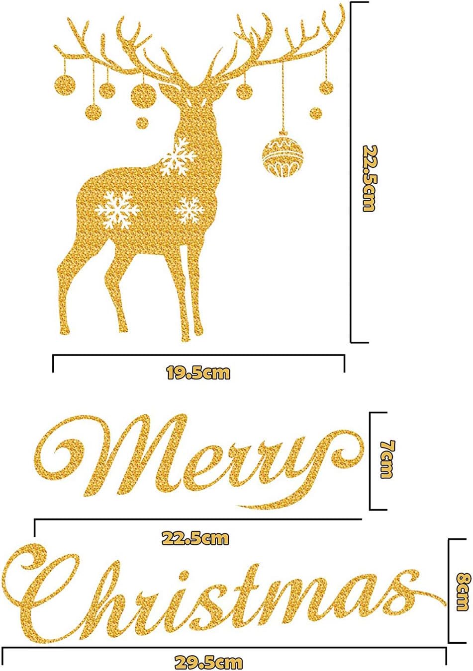 Vicor Christmas Window Decorations,4 Sheets Reusable Xmas Window Stickers,Gold Christmas Tree Clings for Christmas Window Decoration - Image 5