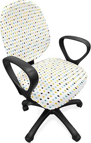 Ambesonne Funda para silla de oficina retro, diseño de lunares, estilo vintage, retro, de los años 60 y 50, diseño geométrico, funda decorativa de
