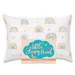 Little Sleepy Head Youth Pillow Case - 100% Made Cotton & Hypoallergenic Pillow Case - Snug Fit Envelope Pillowcase Enclosure - Youth Pillow 16x22 Size - (Rainbows) Design Travel Pillow Cover