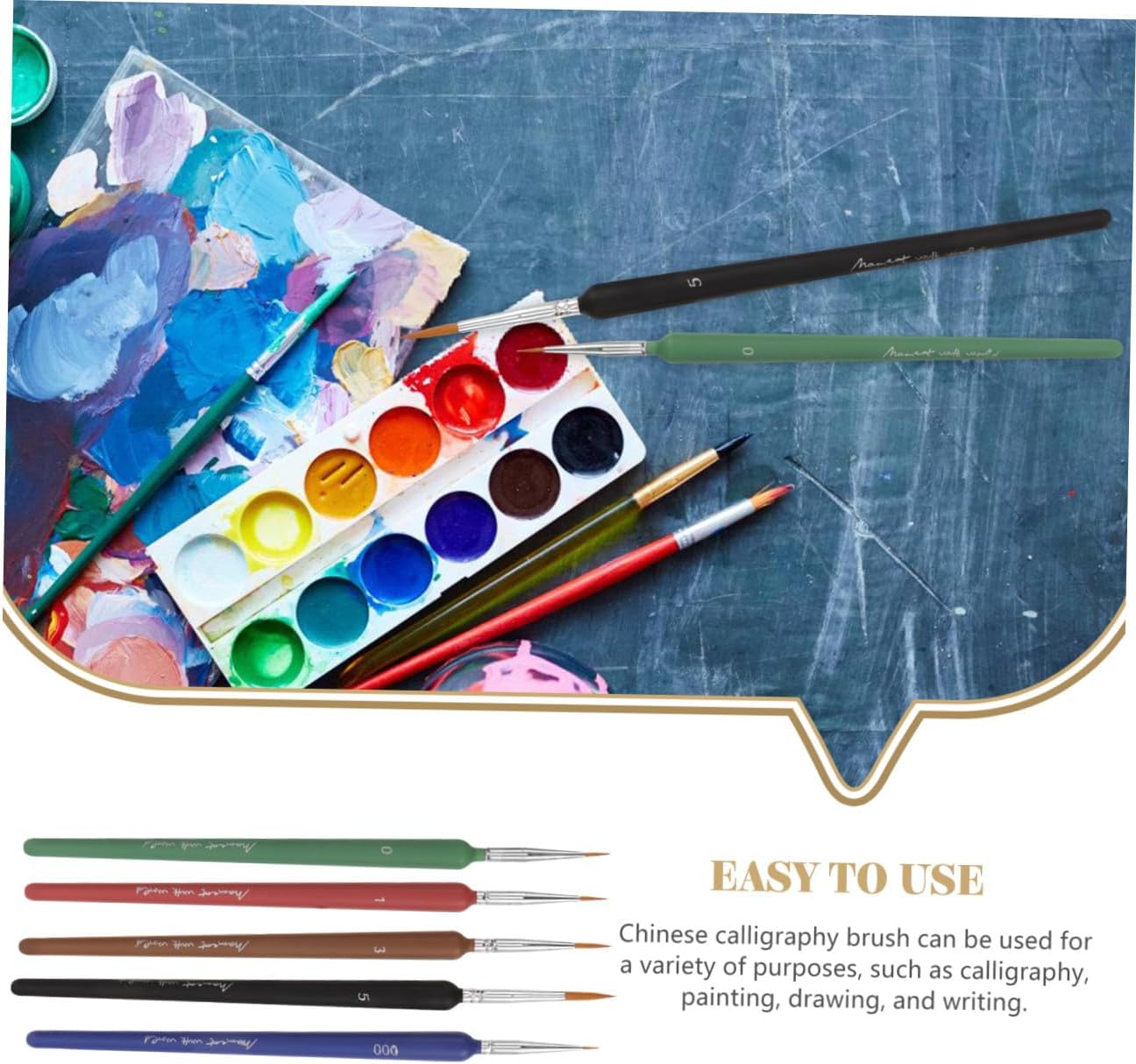 Angoily 5pcs Chinese Calligraphy Brush Set for Beginners Fine Tip Ink Painting Pens Traditional Chinese Art Brushes for Watercolor Acrylic and Sumi Painting