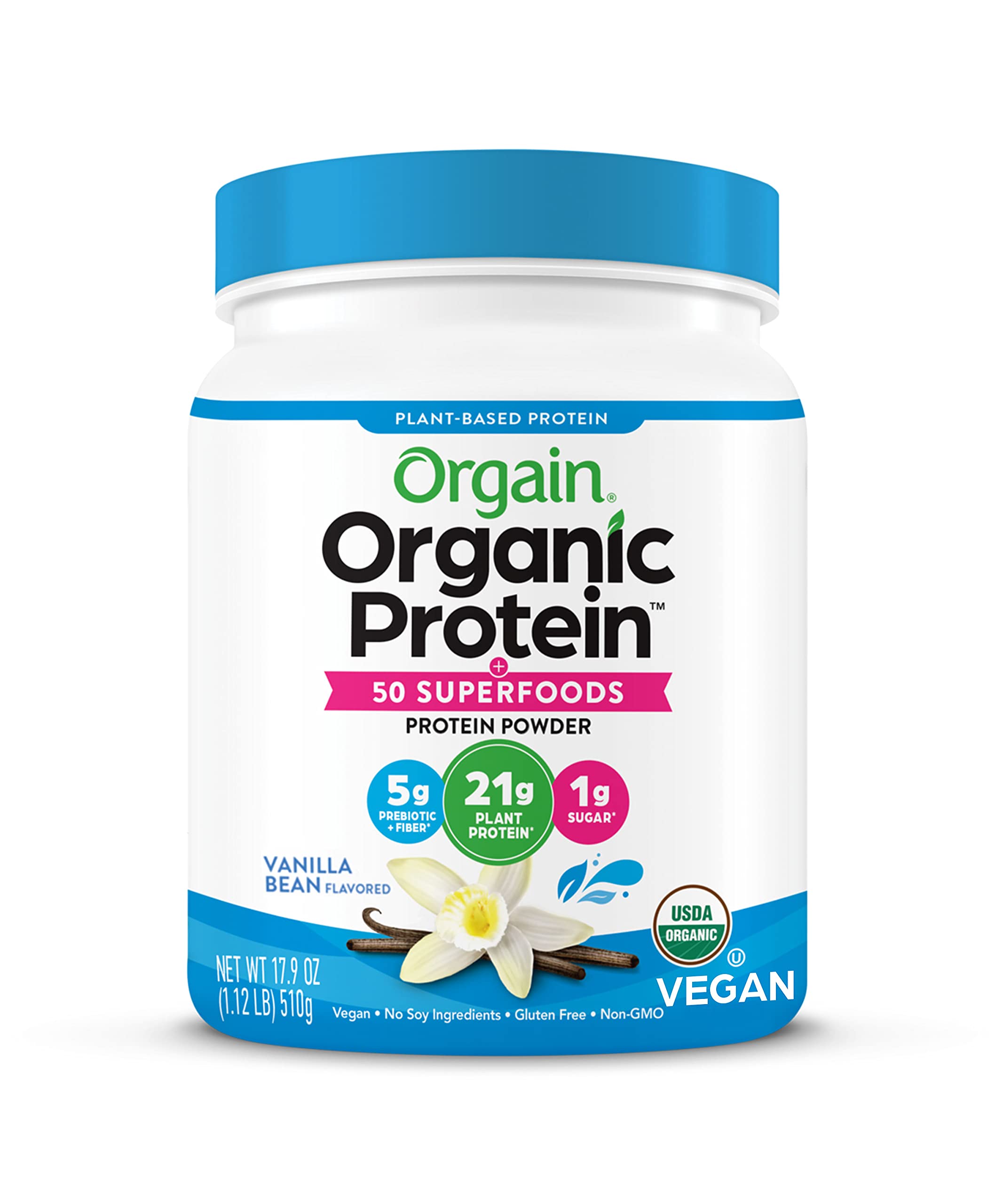 Orgain Organic Protein + Superfoods Powder, Vanilla Bean 21g of