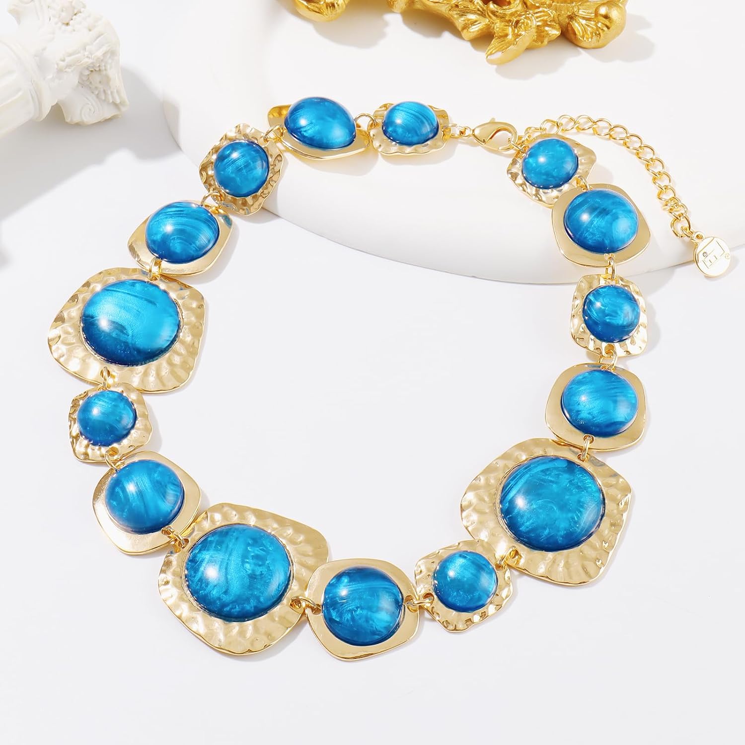 Firstmeet Big Chunky Resin Alloy Choker for Women, Sparkle & Shine Geometric Statement Necklace