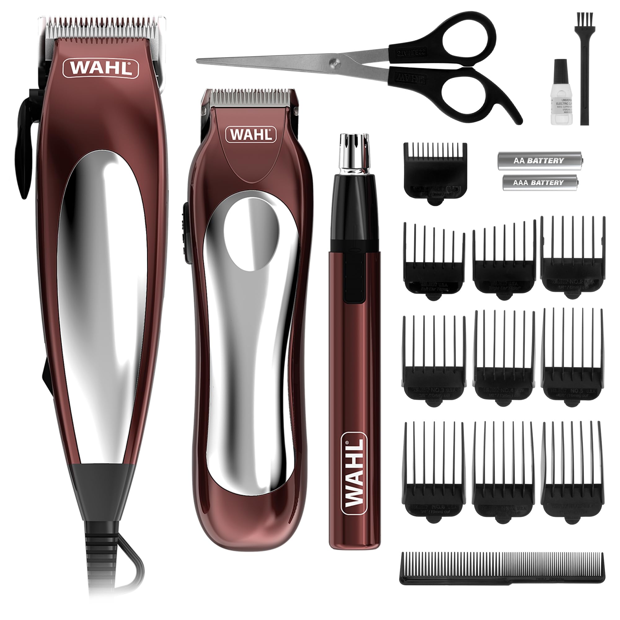 Wahl Hair Clipper & Trimmer Complete Grooming Set, Hair Clipper Gift Set, Corded Head Shaver, Beard Trimmers Men, Stubble Trimmer, Personal Trimming, Male Grooming Set