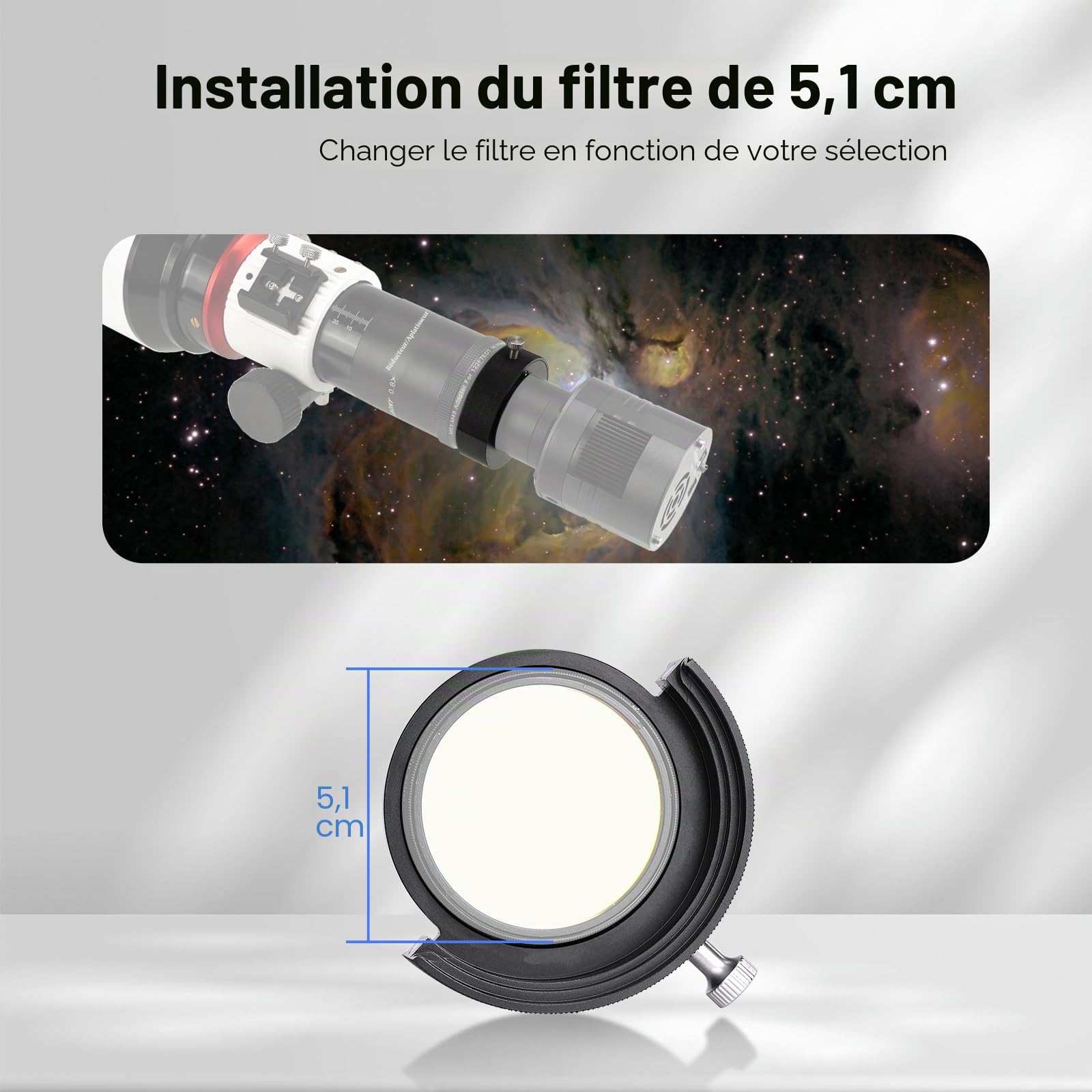 Svbony SV226 Porte-Filtre Télescopique de 2 Pouces, Conception de Filetage M48*0,75, Accessoire de Tiroir de Filtre Télescopique, Adapté à la Photographie dans l'espace Profond