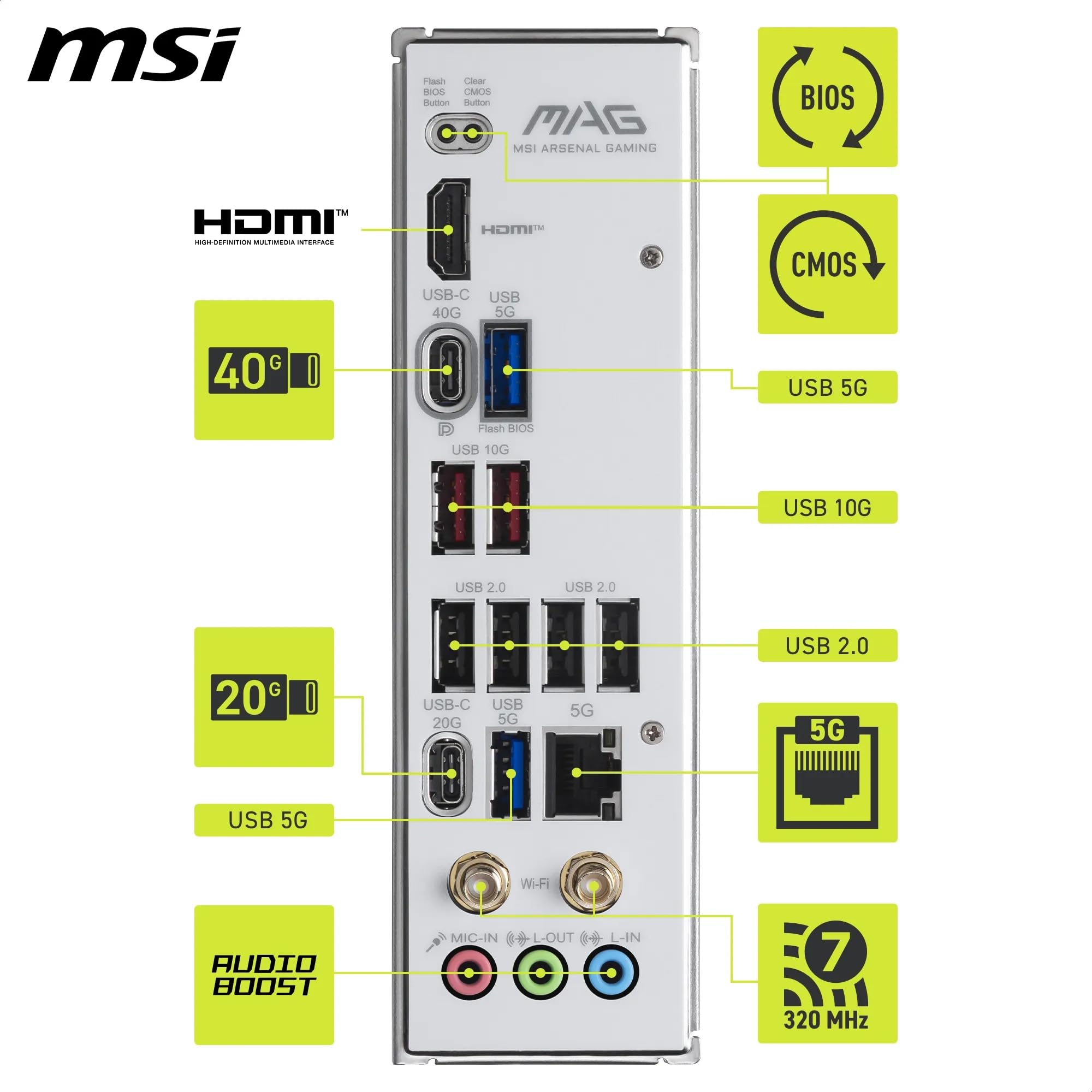 MSI MAG X870E Gaming Plus Max WiFi Carte mère ATX - pour processeurs AMD Ryzen 9000/8000 / 7000, AM5 - VRM SPS 60A, DDR5 Memory Boost (8200+ MT/s OC), PCIe 5.0 x16, M.2 Gen5, Wi-FI 7, 5G LAN