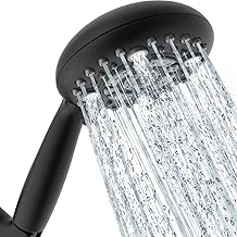 Marcoware ABS Multi Function 6 Mode Bathroom Hand Shower set with Mist,Massage & Rain functions with Steel flexible tube Pipe 1.5 Meters & Hook, Black Finish